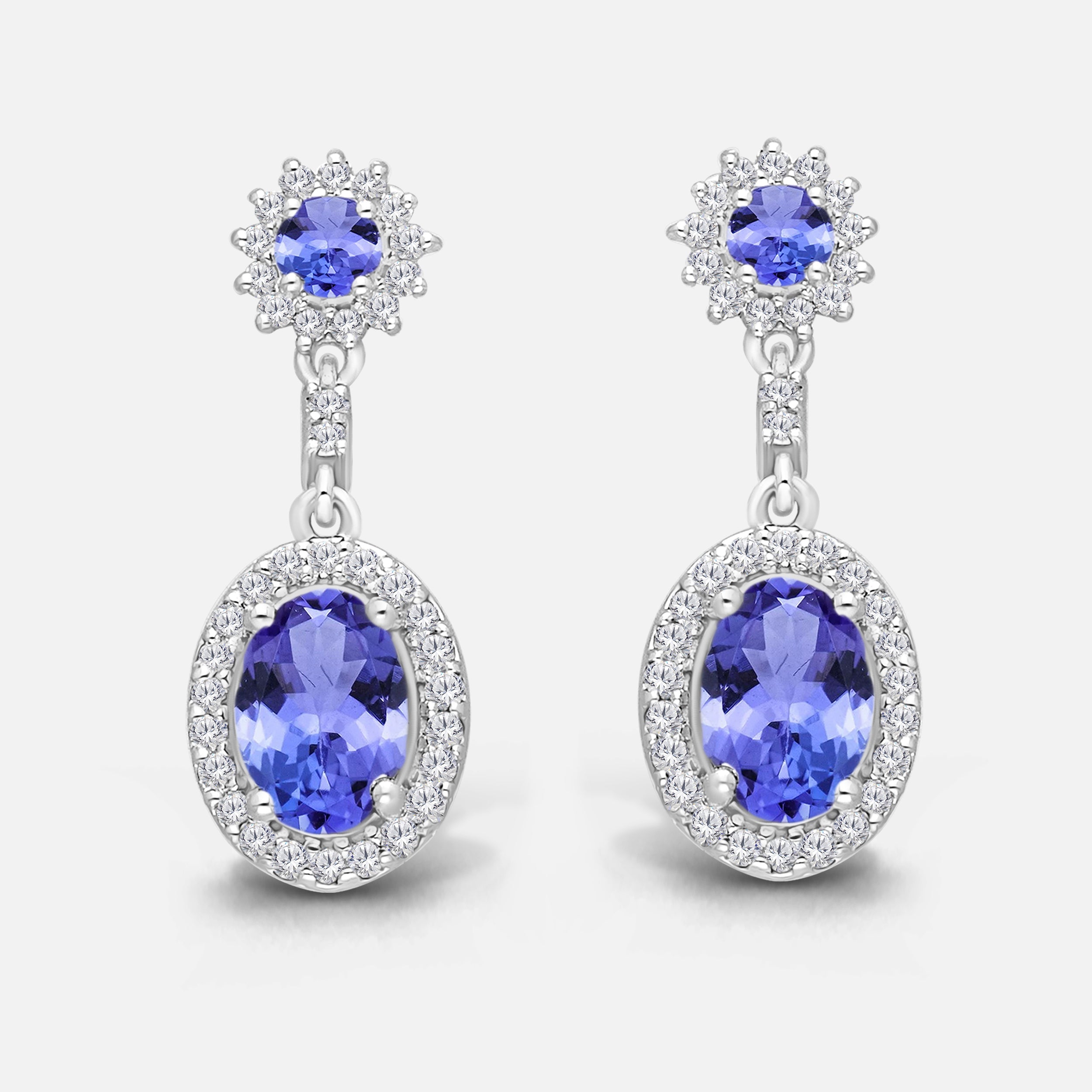 Diamond Burst Tanzanite Drop Earrings Tanzanite