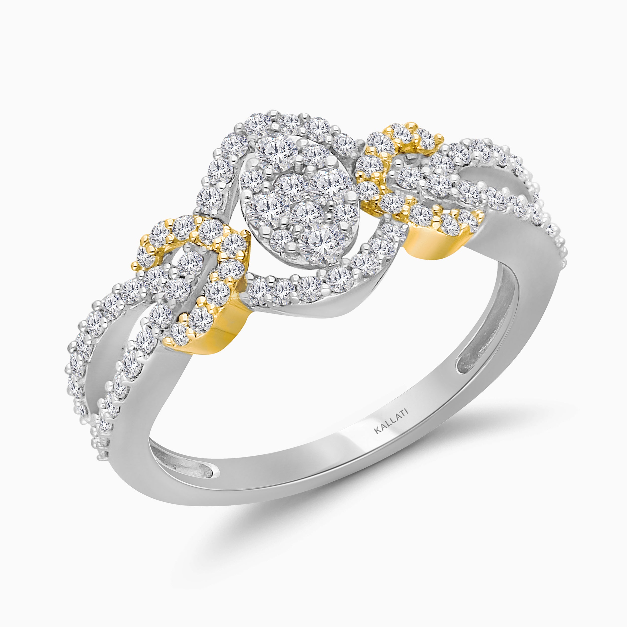 Dual Tone Cluster Engagement Ring