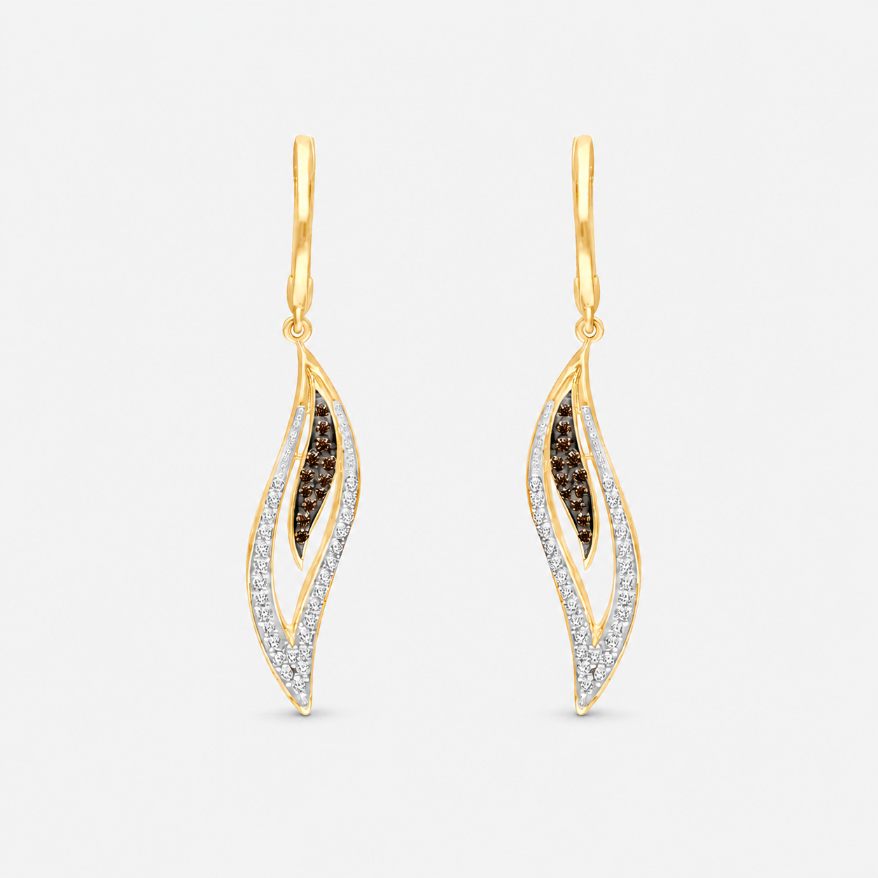 Diamond Feather Drop Earrings Coco Diamonds