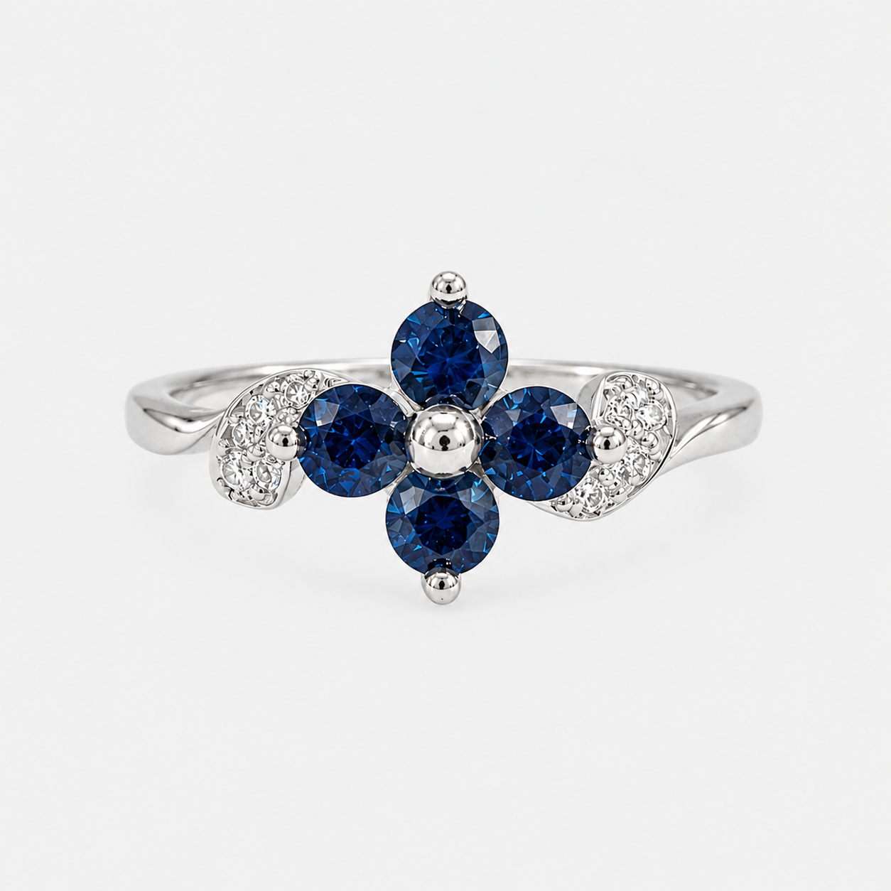 Baby Daisy Blue Sapphire and White Diamond Ring Blue Sapphire