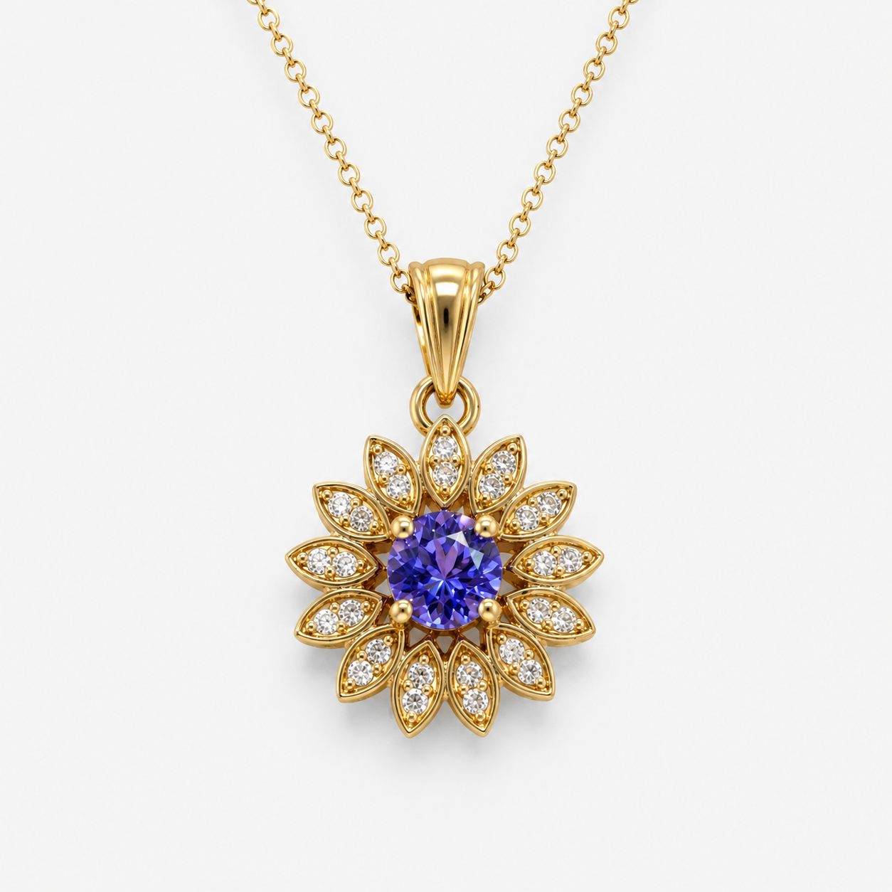 Floral Tanzanite & Diamond Pendant Tanzanite