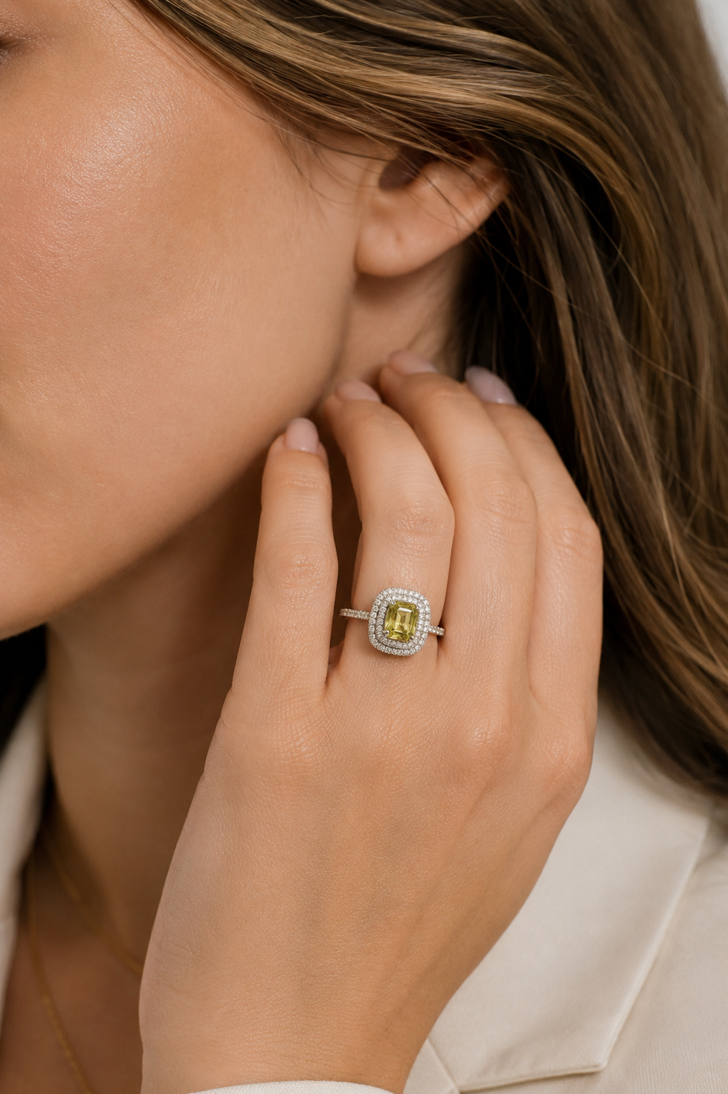 Certified Non Heat Sapphire Cushion Ring