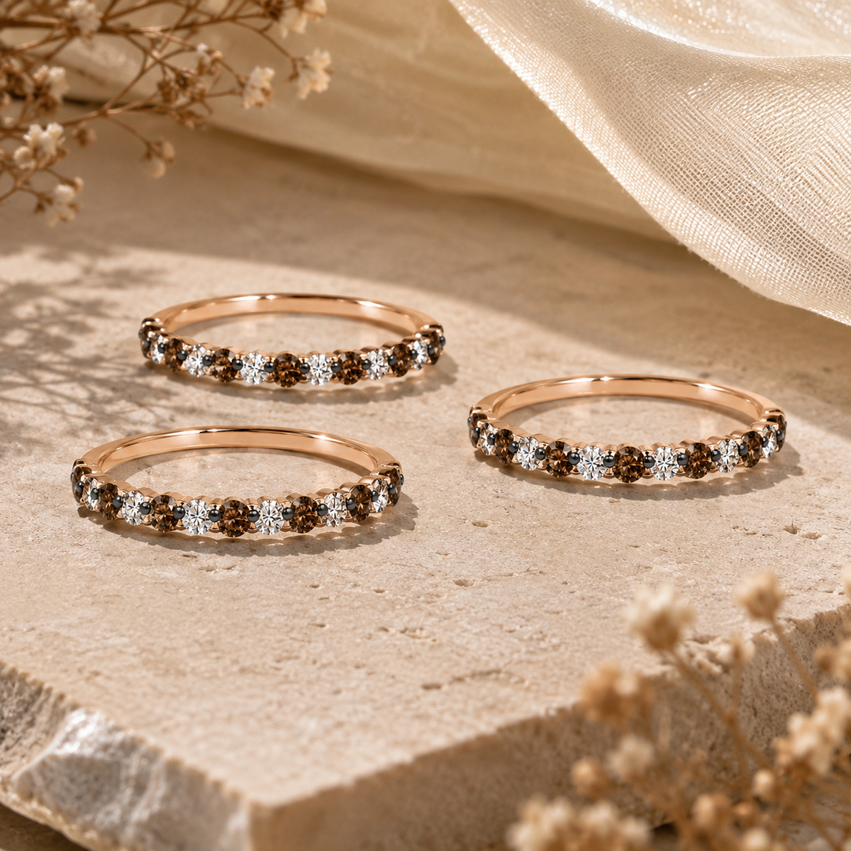 Coco & White Diamond Trio Ring Set Coco Diamonds