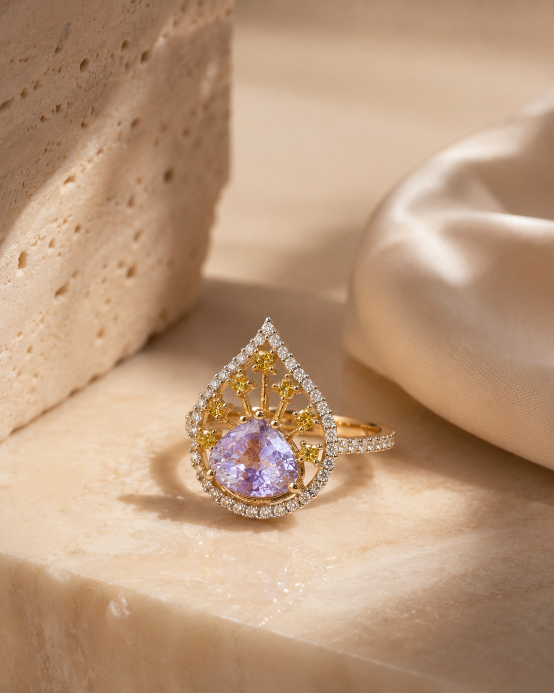 Certified Dream Halo Non Heat Sapphire Ring