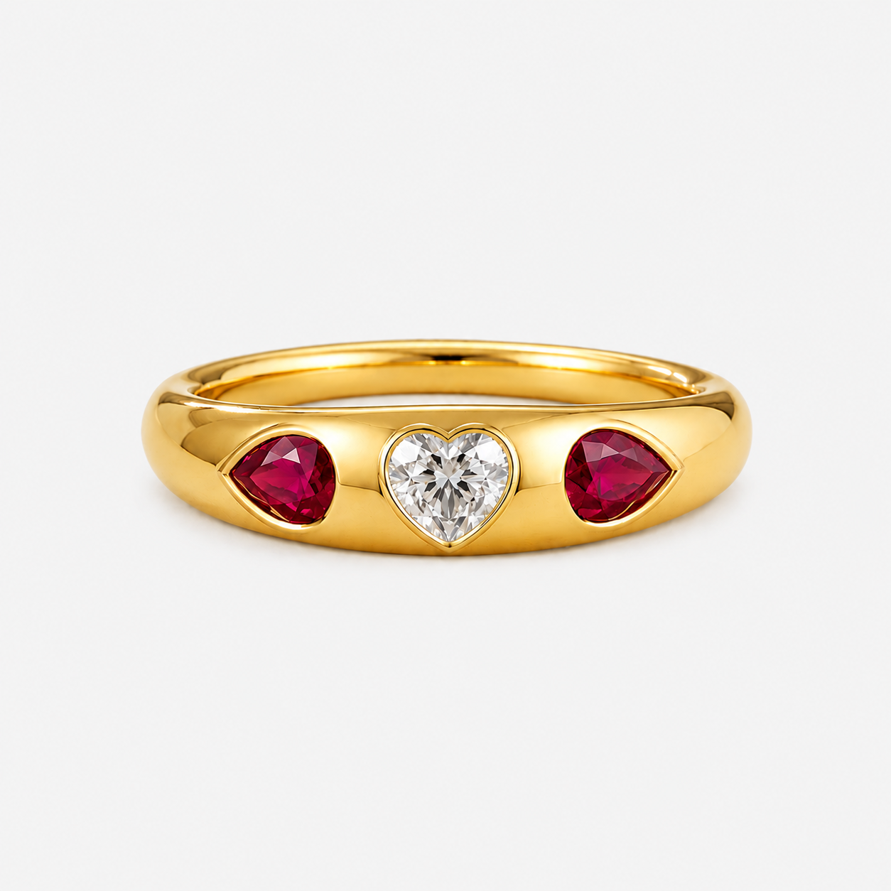 Heart Diamond and Pink Sapphire Band hearts
