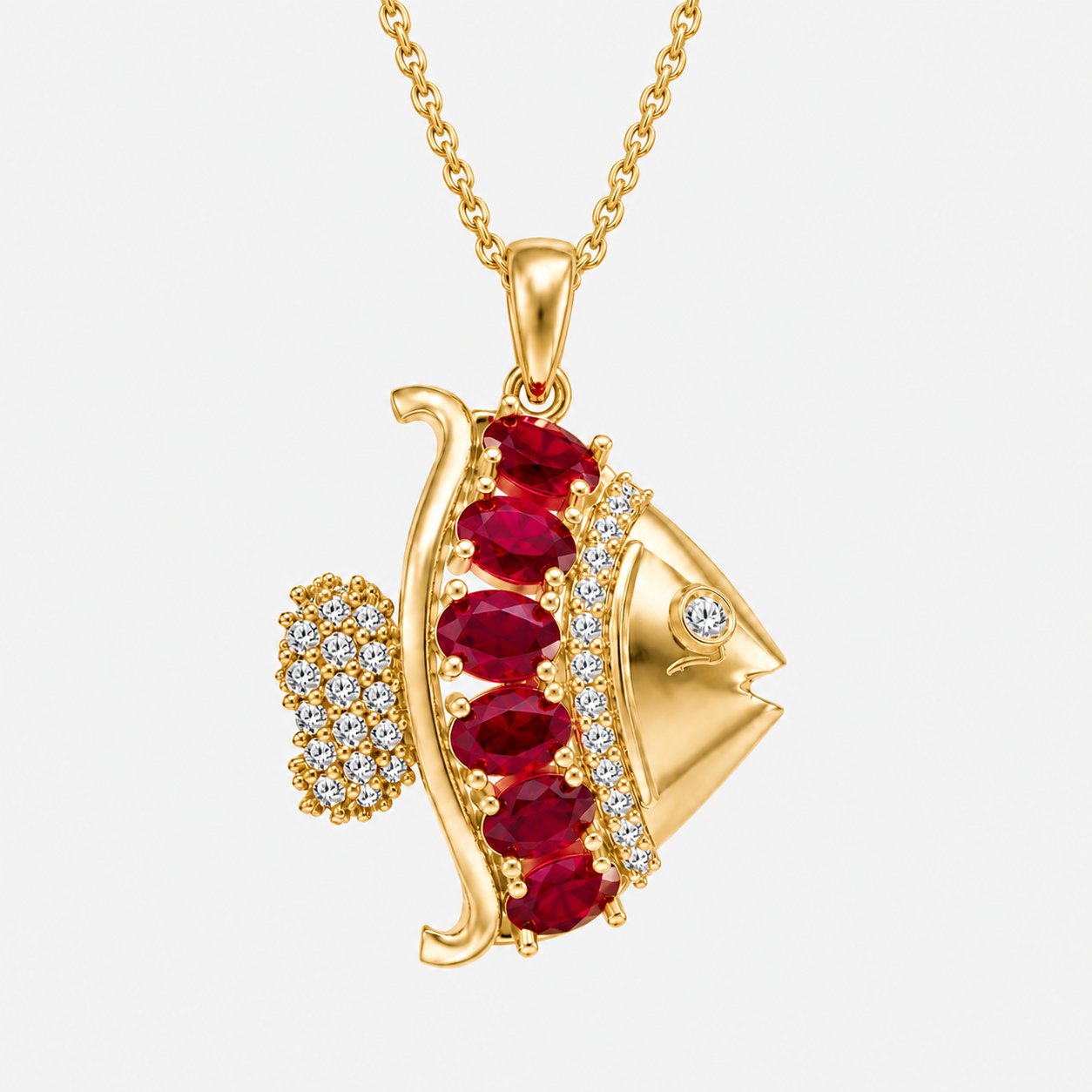Ruby & Diamond Idol Fish Pendant Necklace Legacy Of The Wild