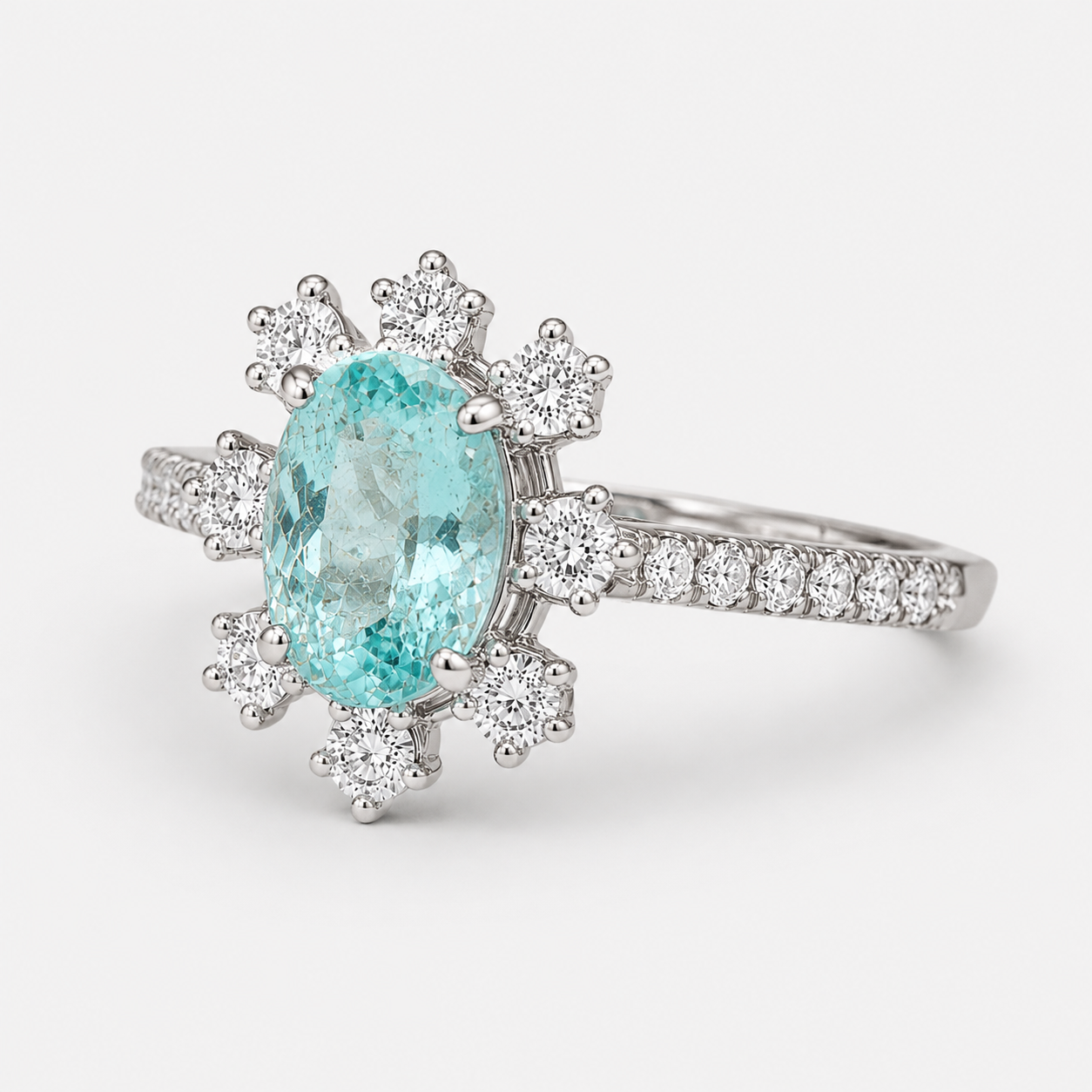 GIA Diamond Snowflake & Paraiba Ring