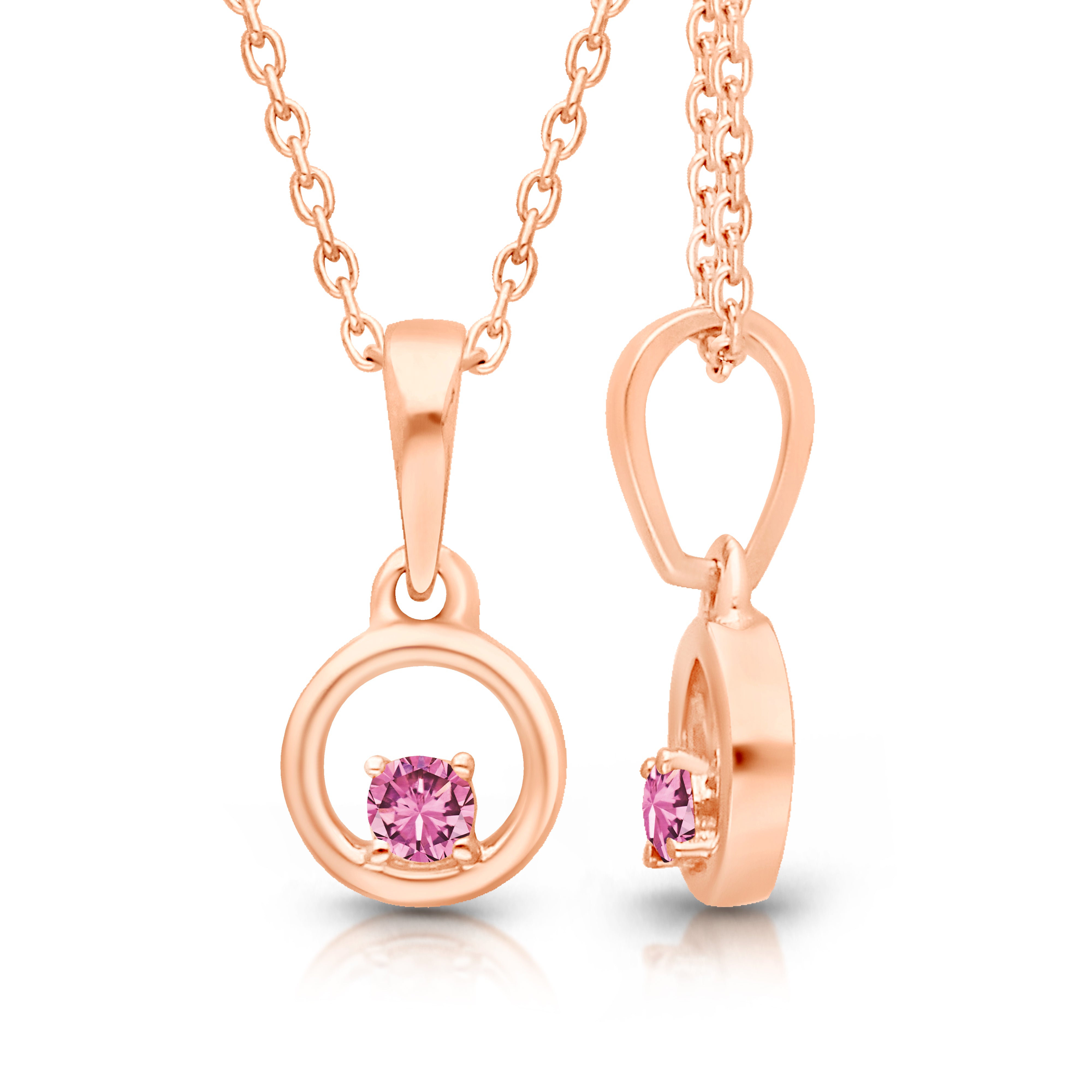 Rose Open Circle Pink Sapphire Pendant