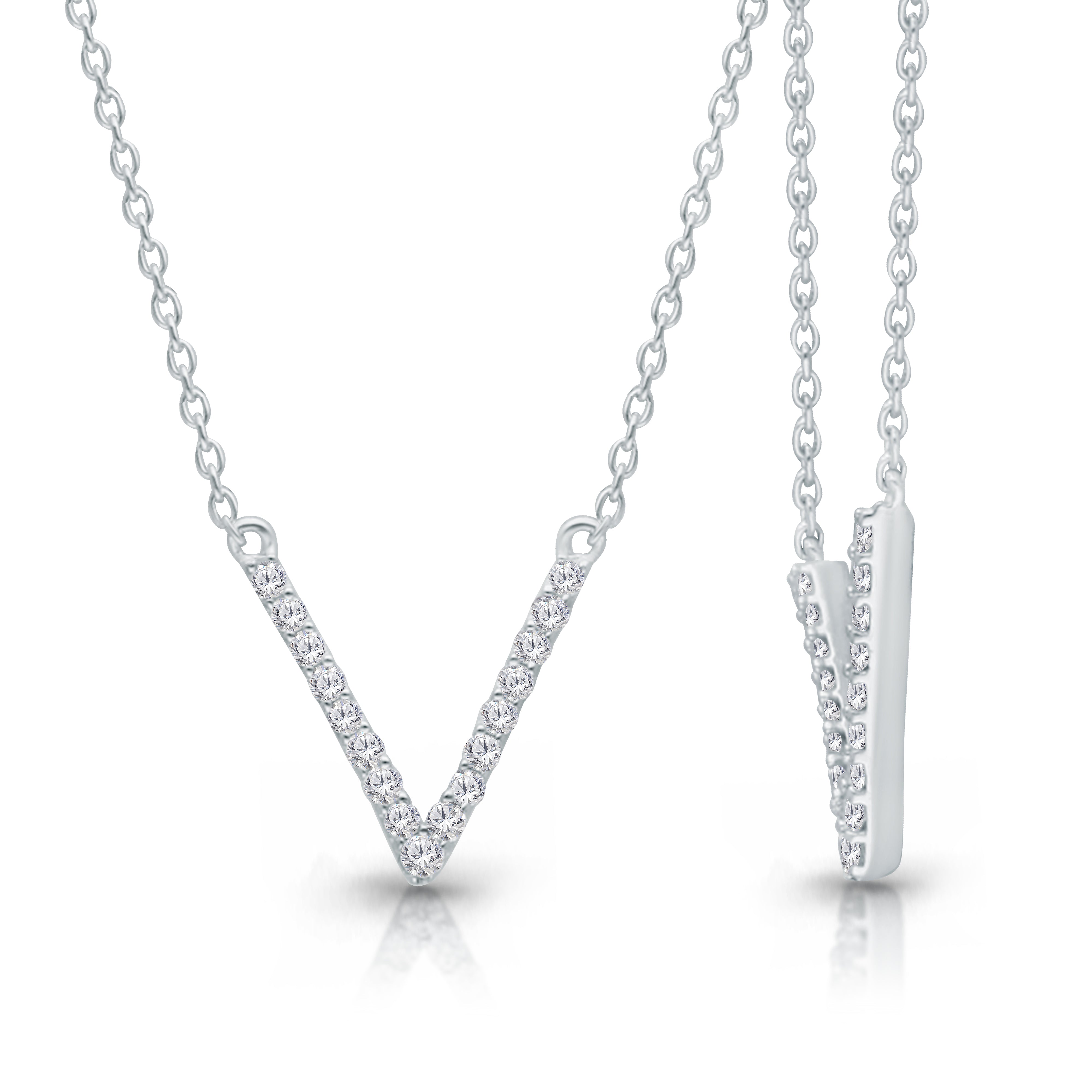White Diamond V Necklace