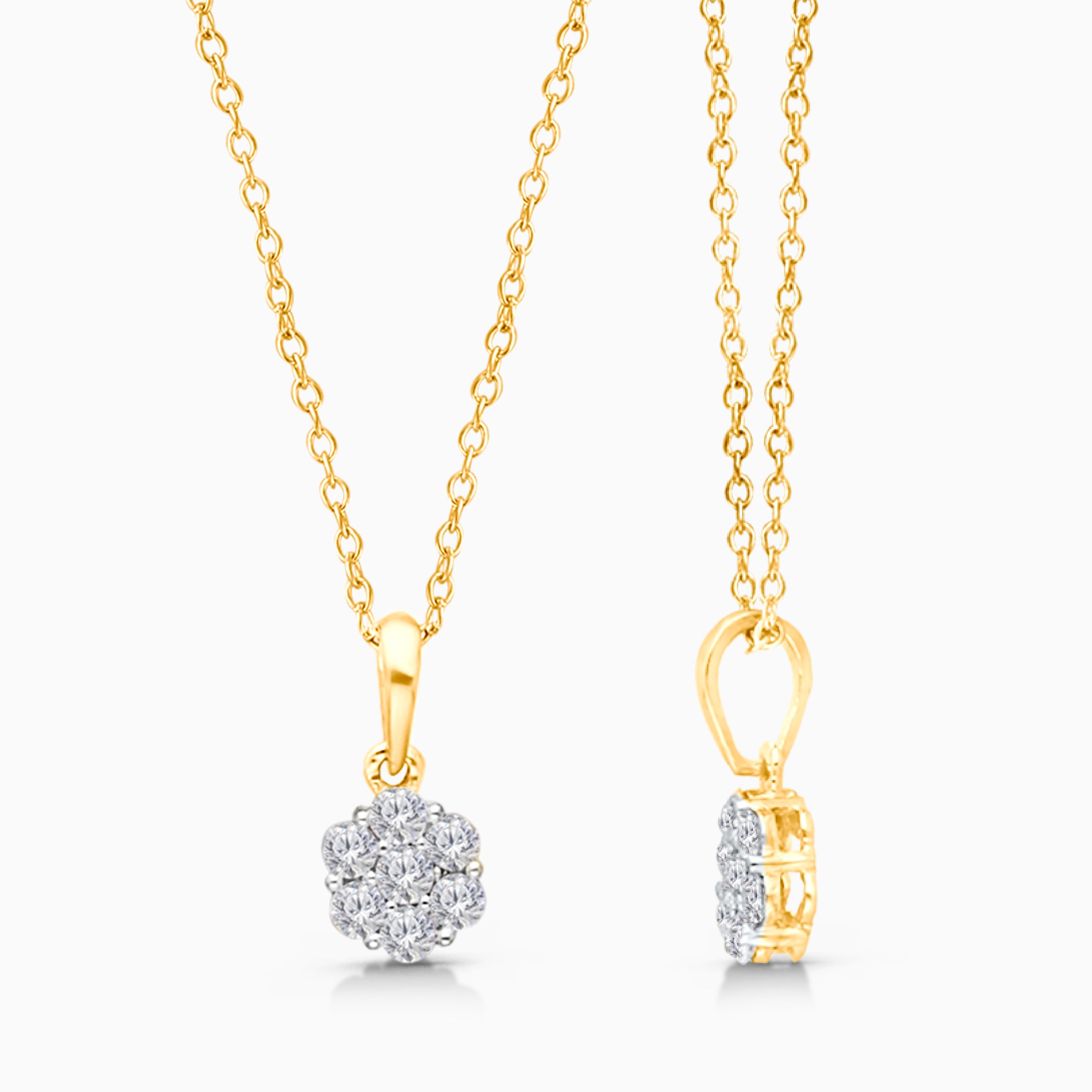 Yellow Gold Diamond Flower Pendant