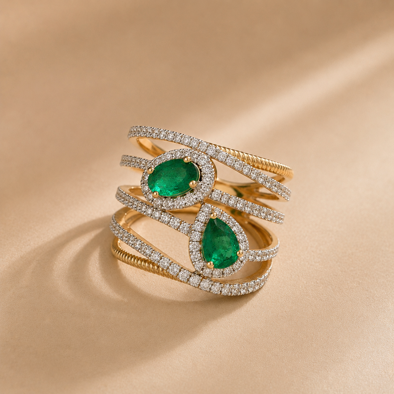 Ouroboros Emerald & Diamond Ring Emerald