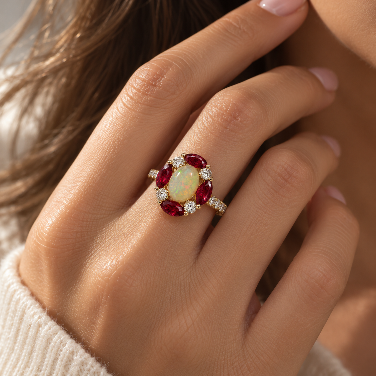 Radiant Ruby Opal Ring