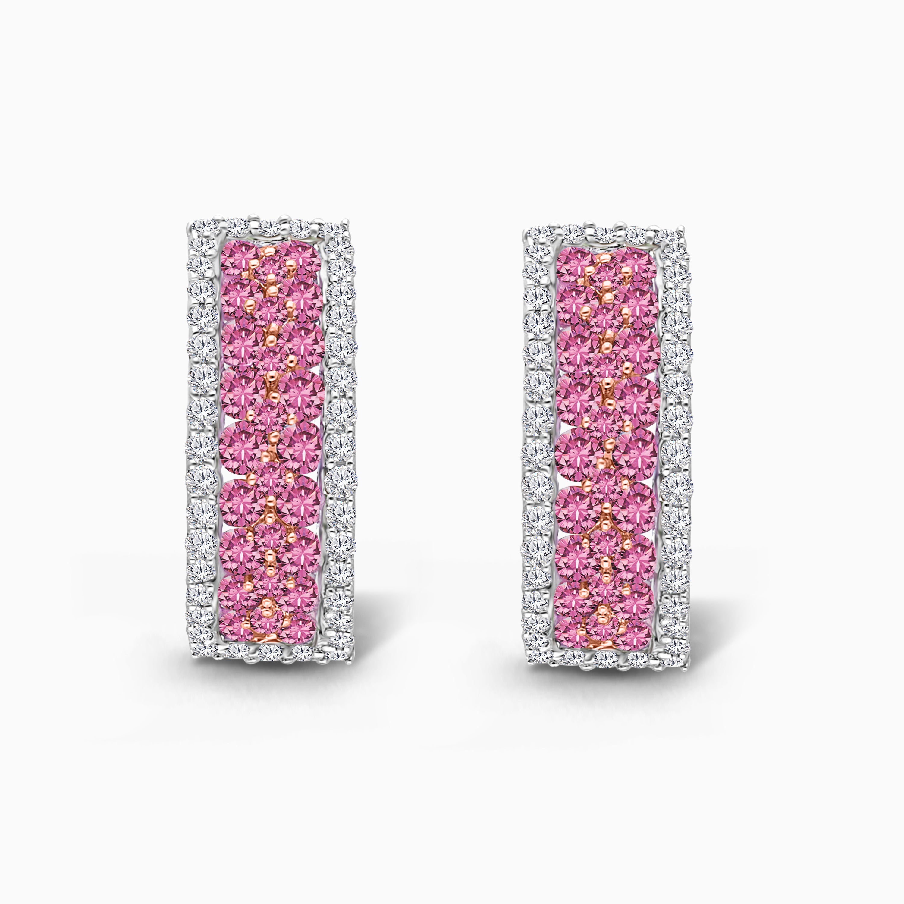 Bold Pink Sapphire Hoops