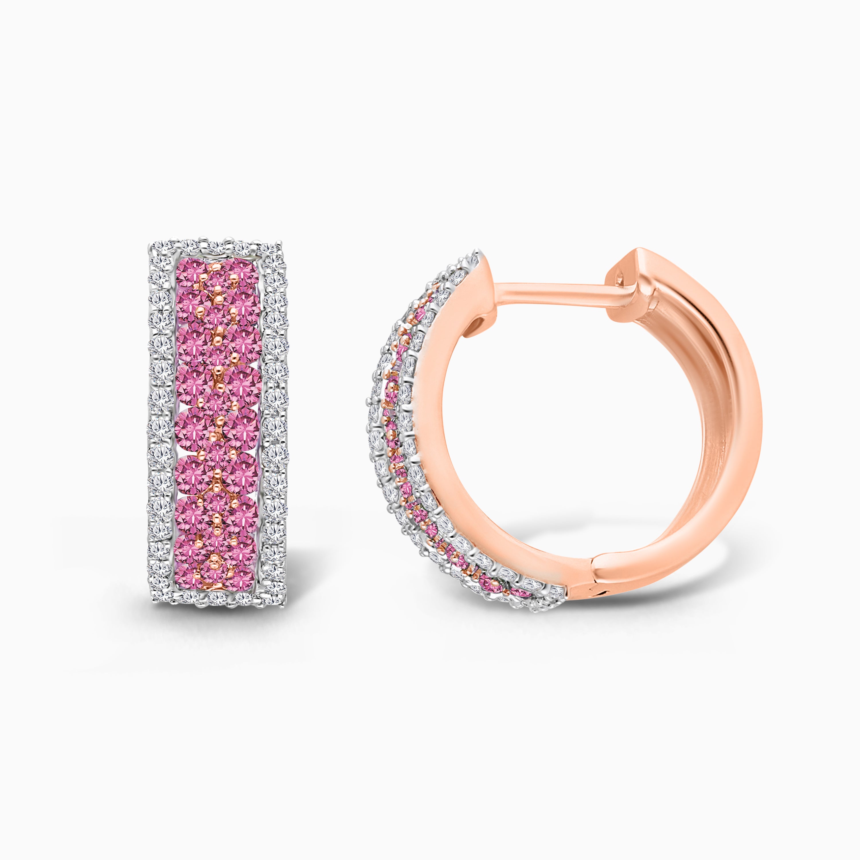 Bold Pink Sapphire Hoops