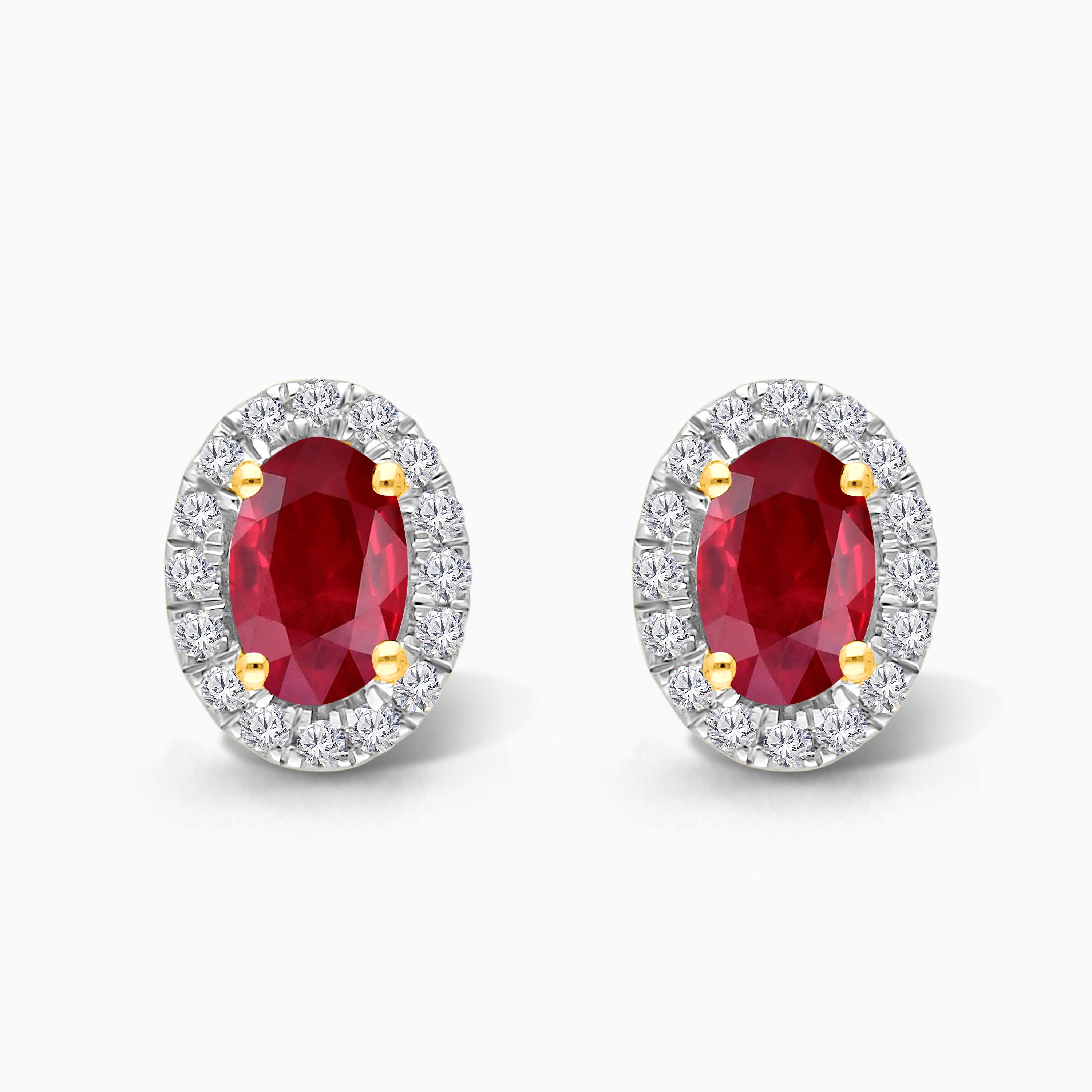 Ruby & Diamond Halo Studs