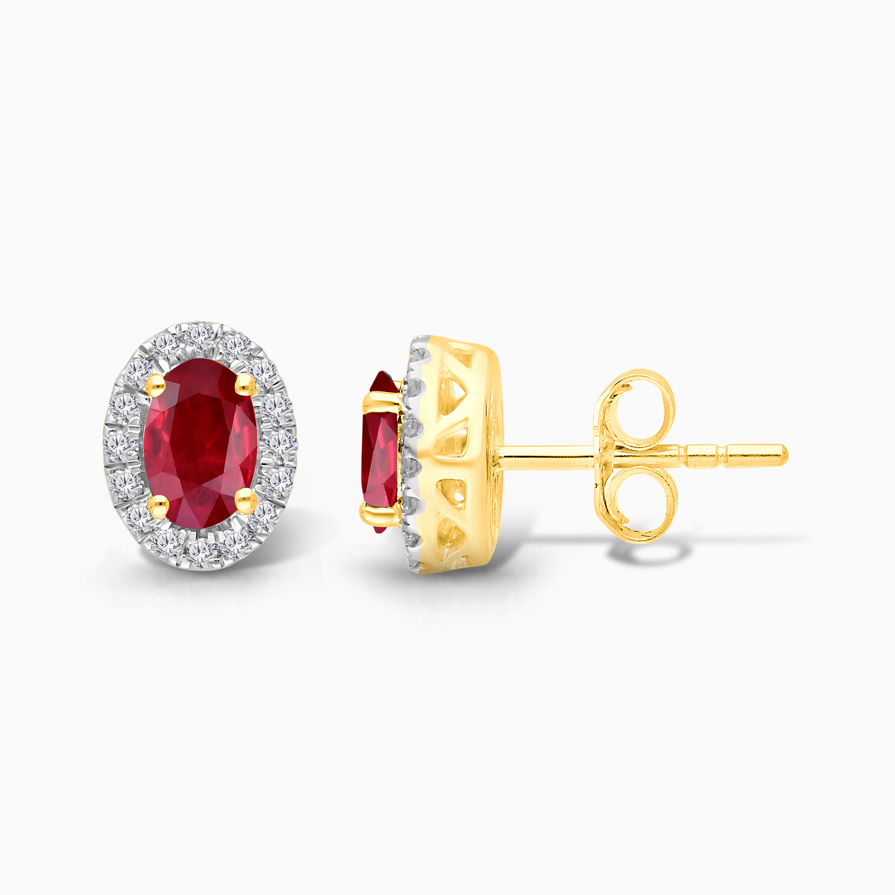 Ruby & Diamond Halo Studs