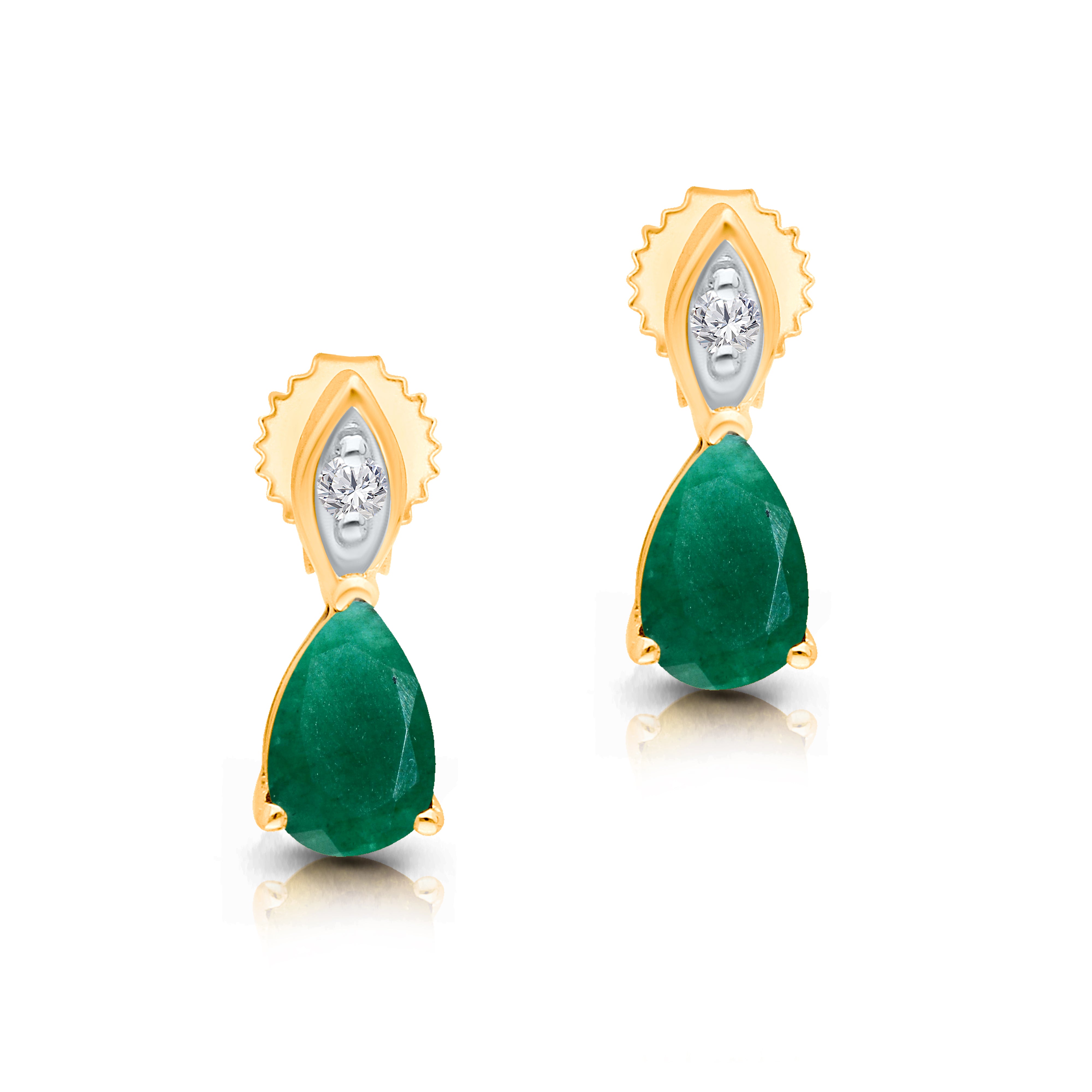 Pear Droplet Emerald Studs
