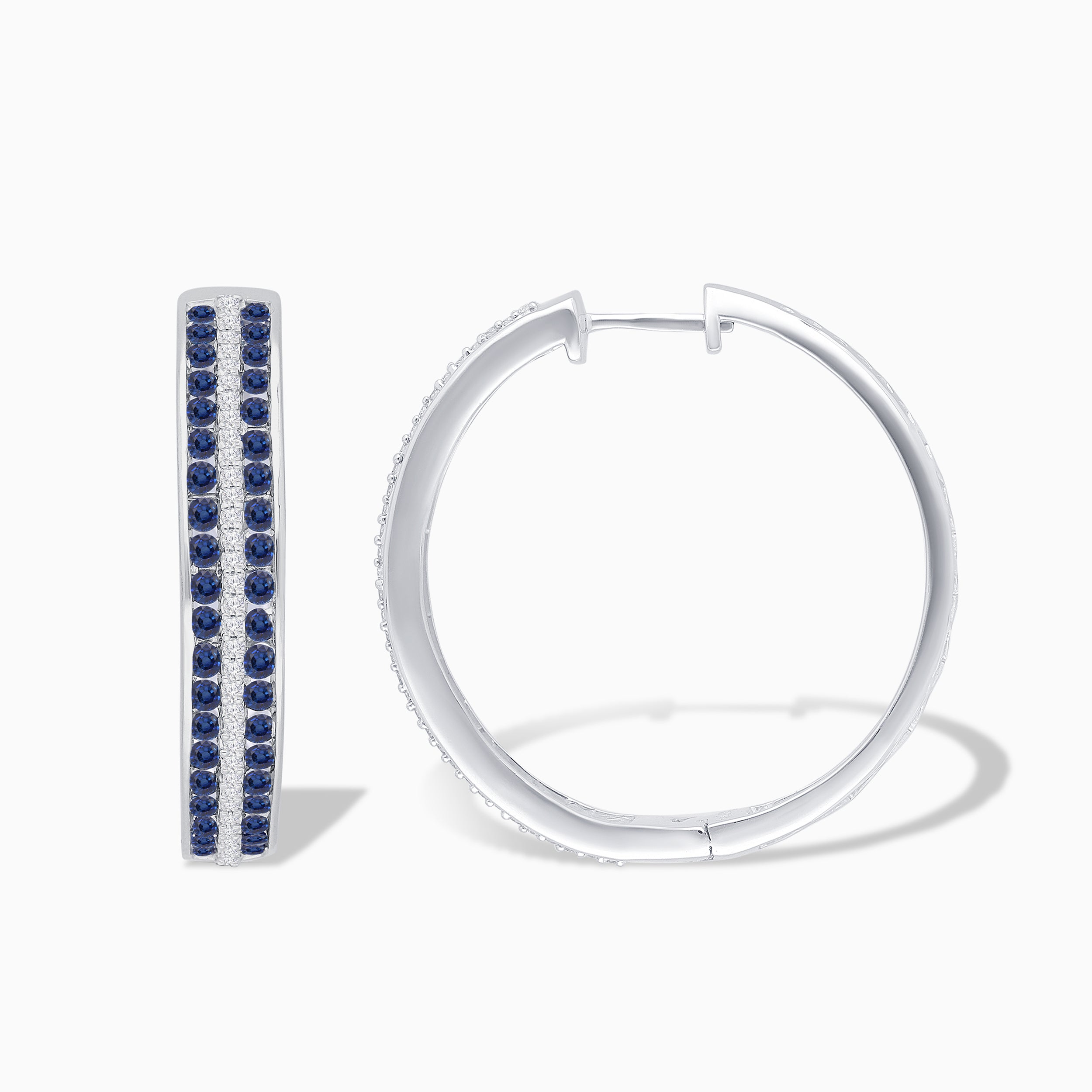 Dual Row Sapphire & Diamond Hoops