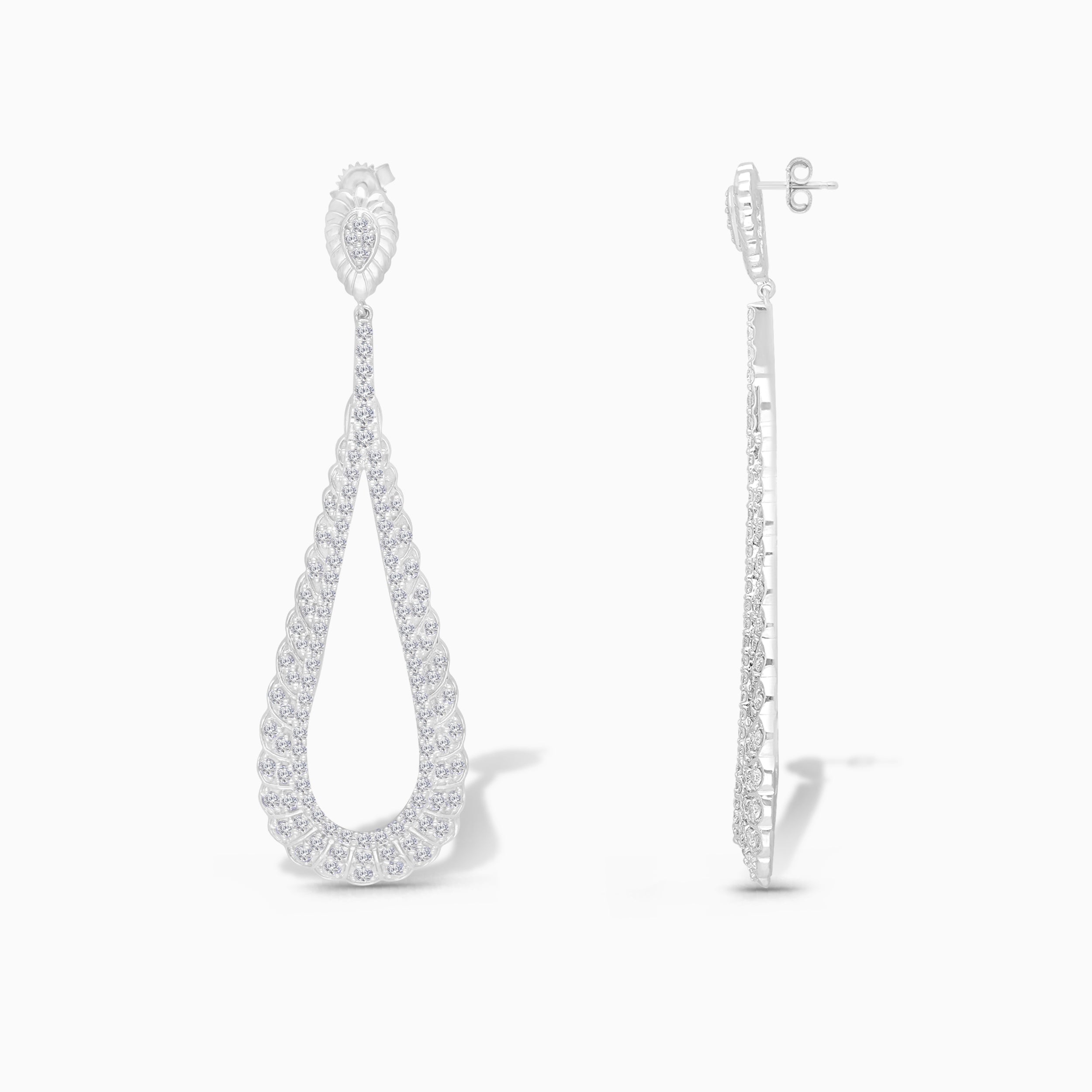 White Diamond Tear Drop Tennis Earrings