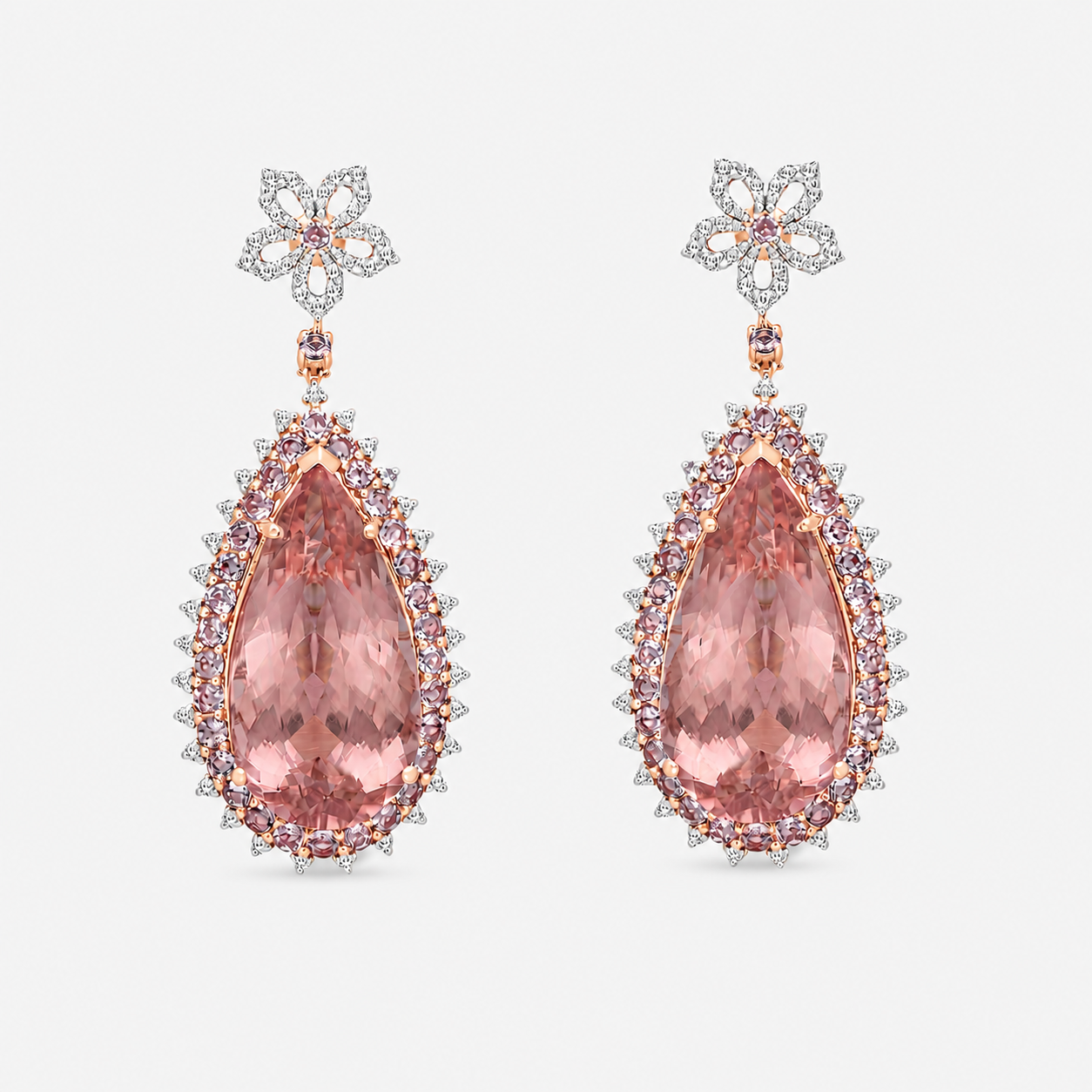 Morganite Teardrop Dangle Earrings Bespoke