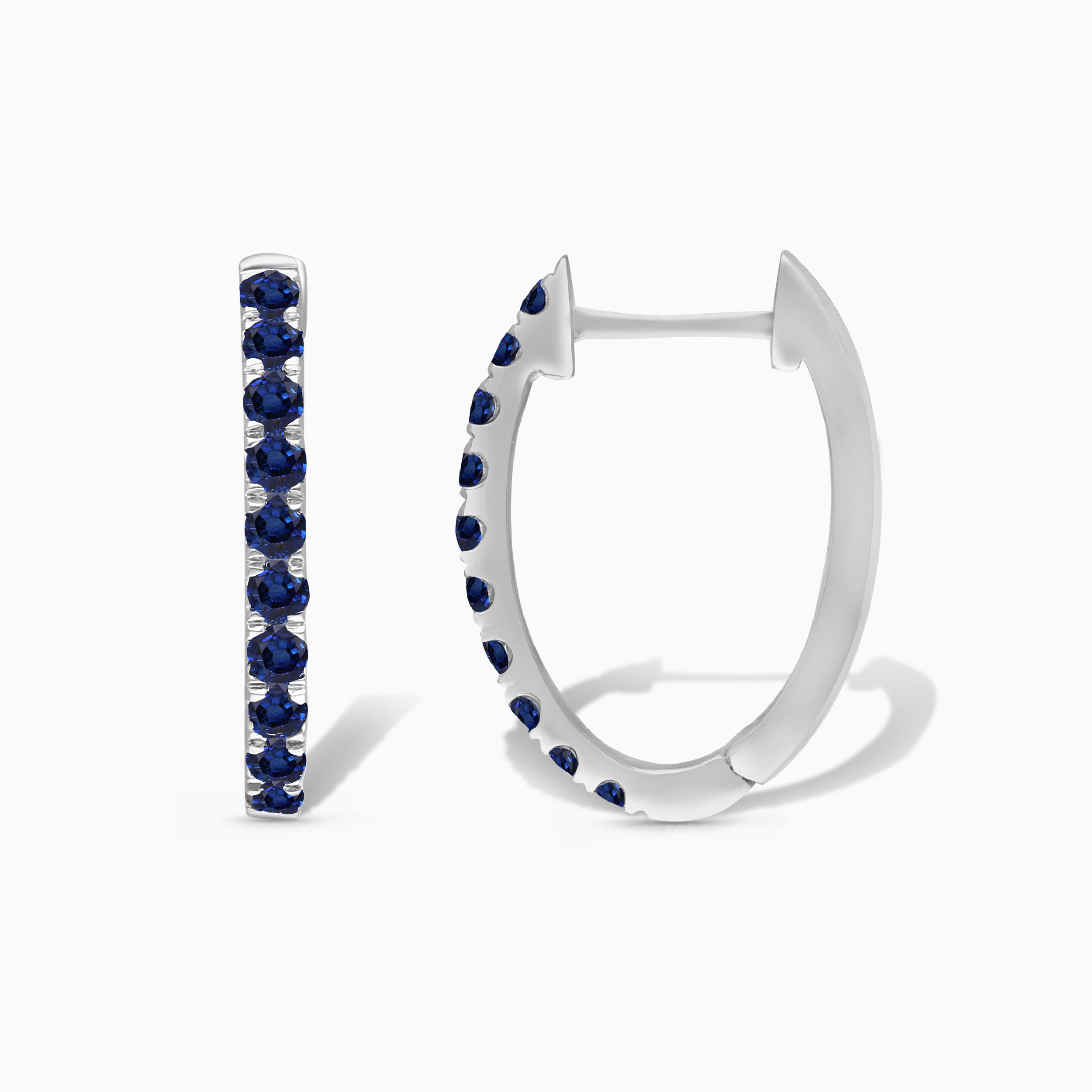 Pave Blue Sapphire Hoops