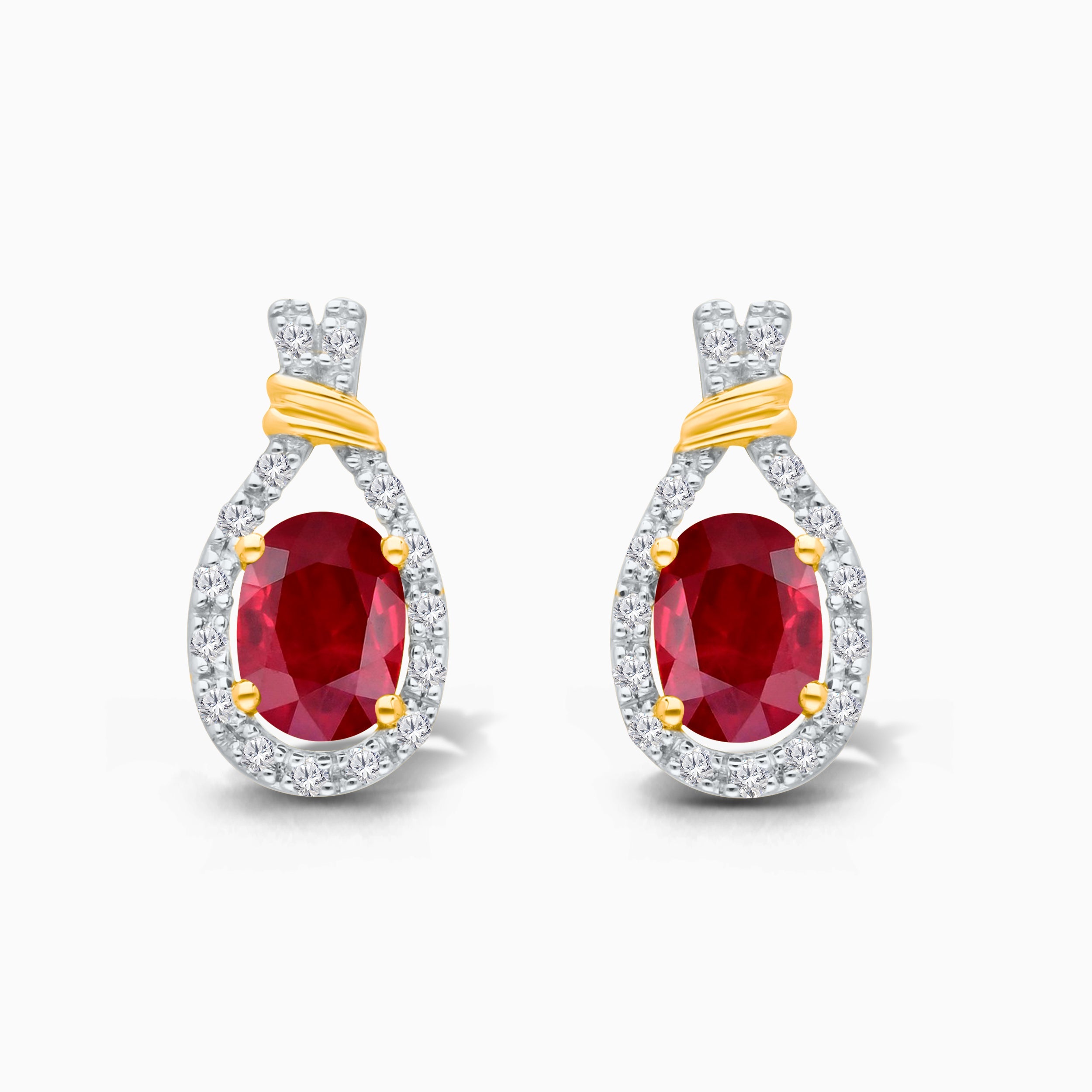 Ruby & Diamond Oval Rope Studs