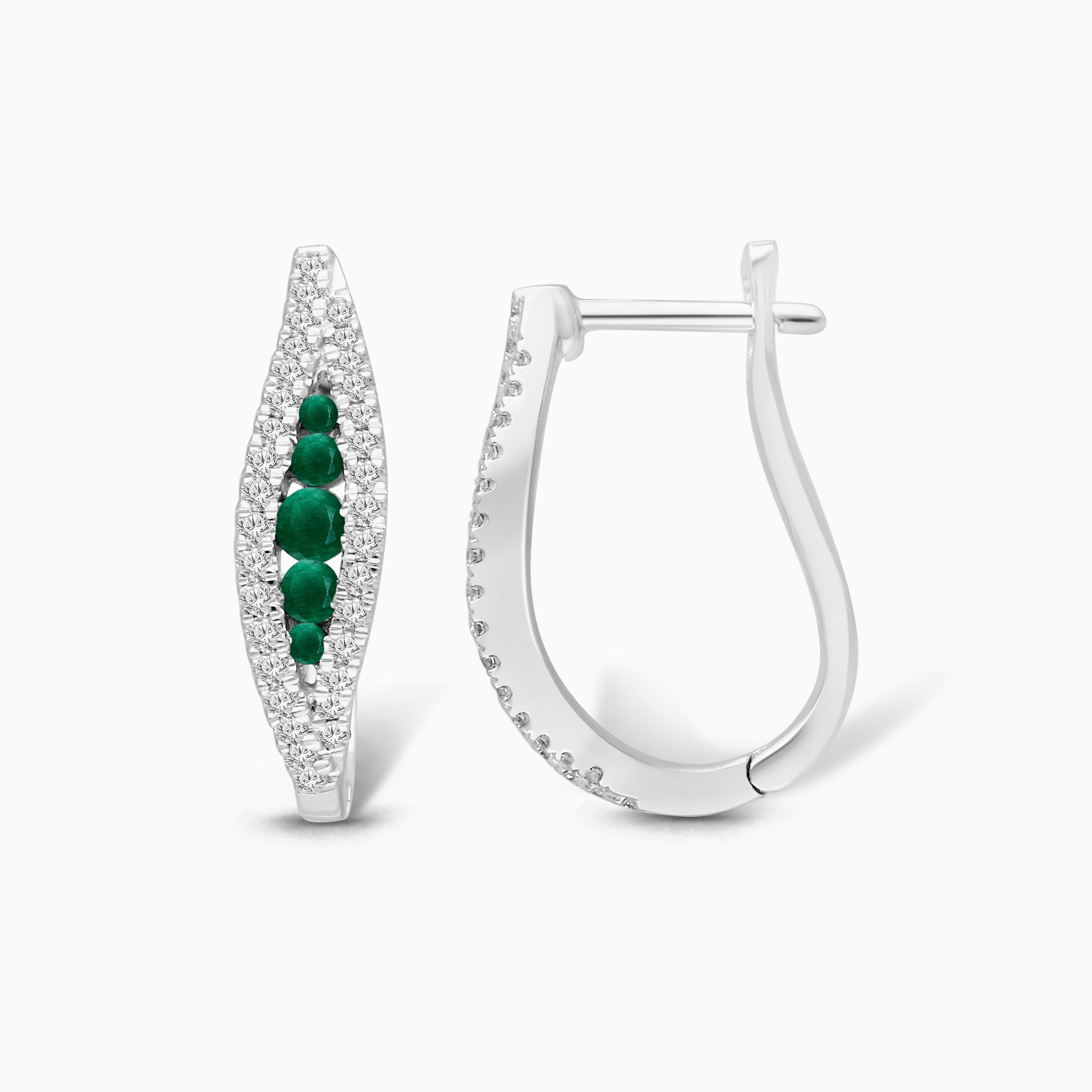 Criss Cross Diamond & Emerald Huggies