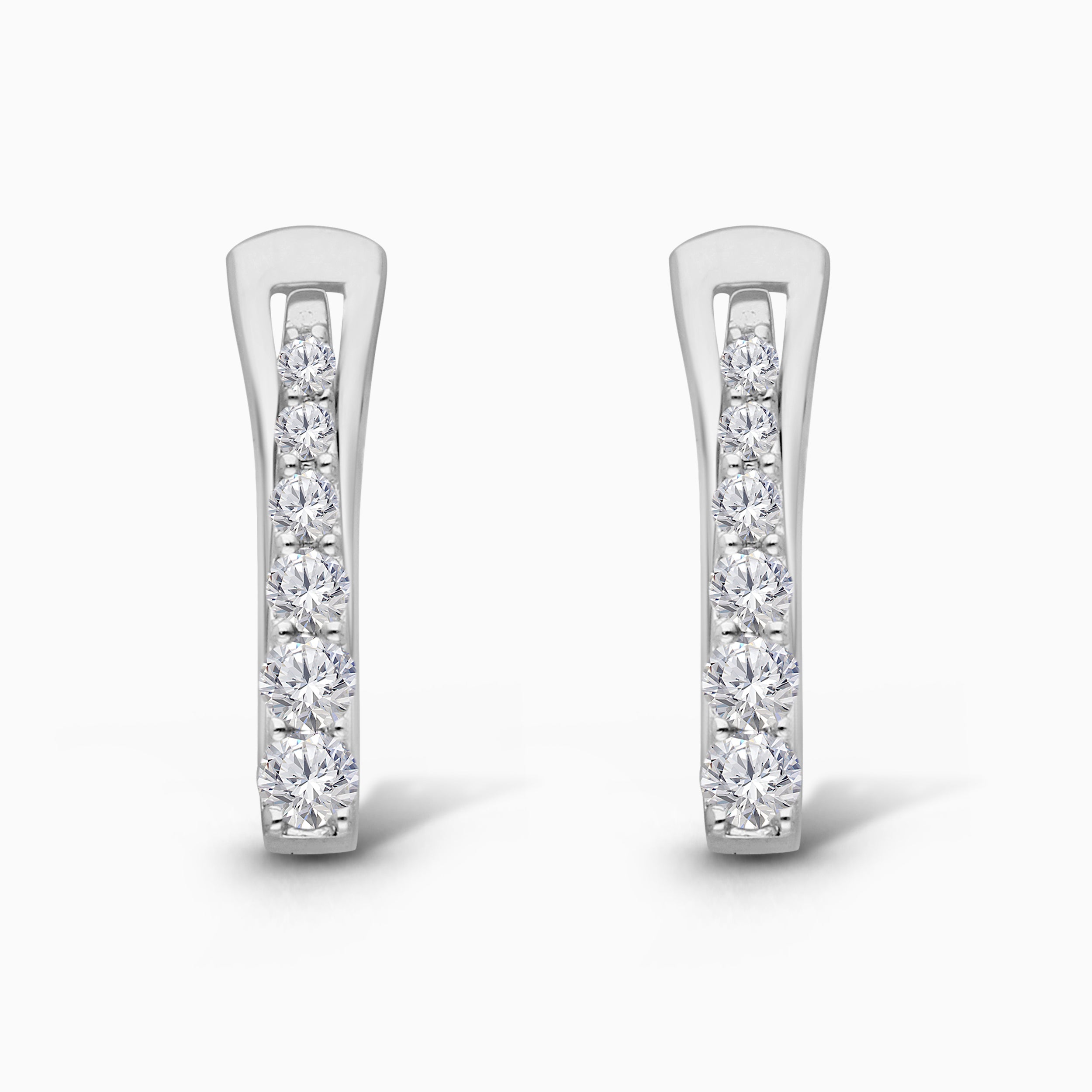 Diamond Rectangular Huggies White Diamond