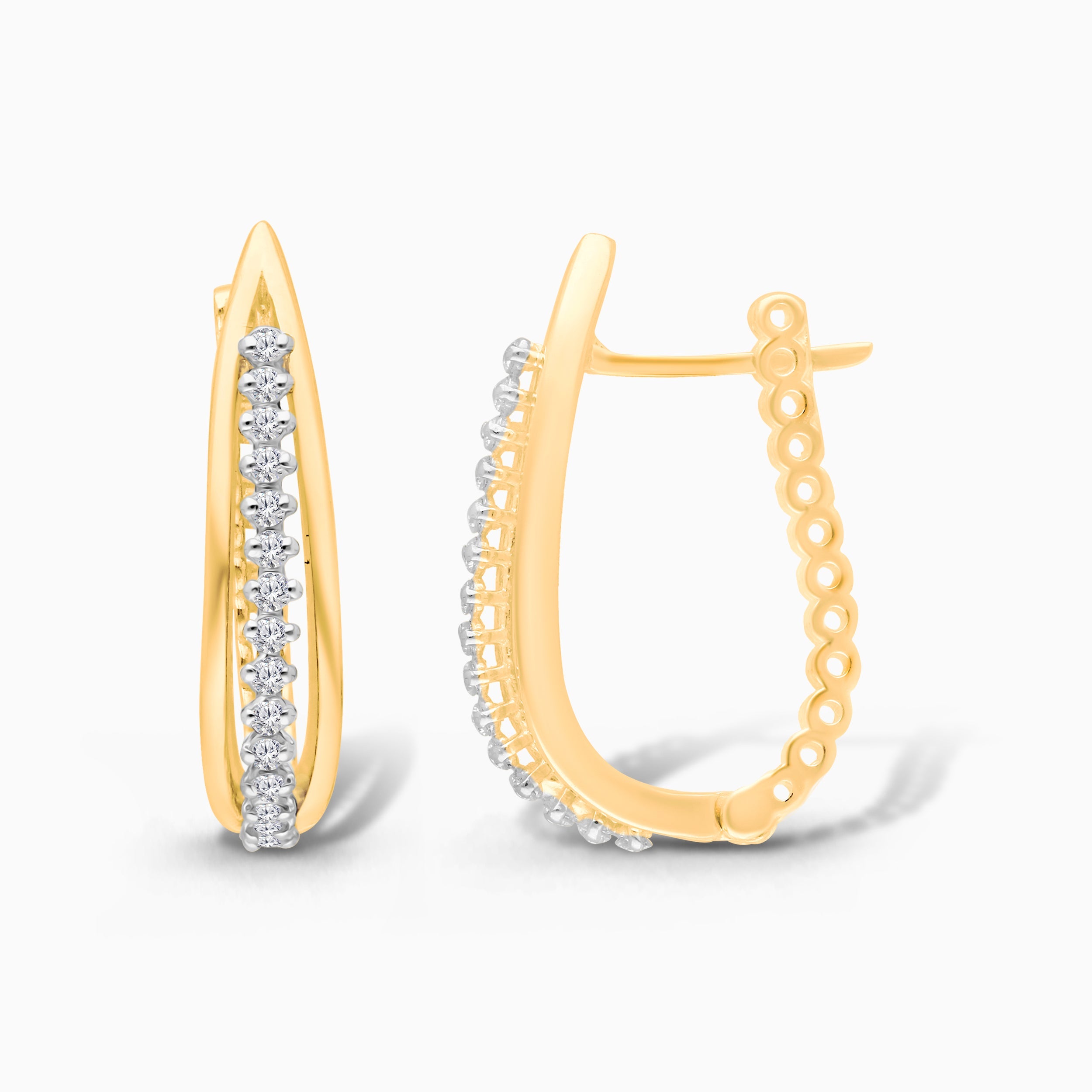 Scalloped Diamond Hoop Earrings BOLD GOLD