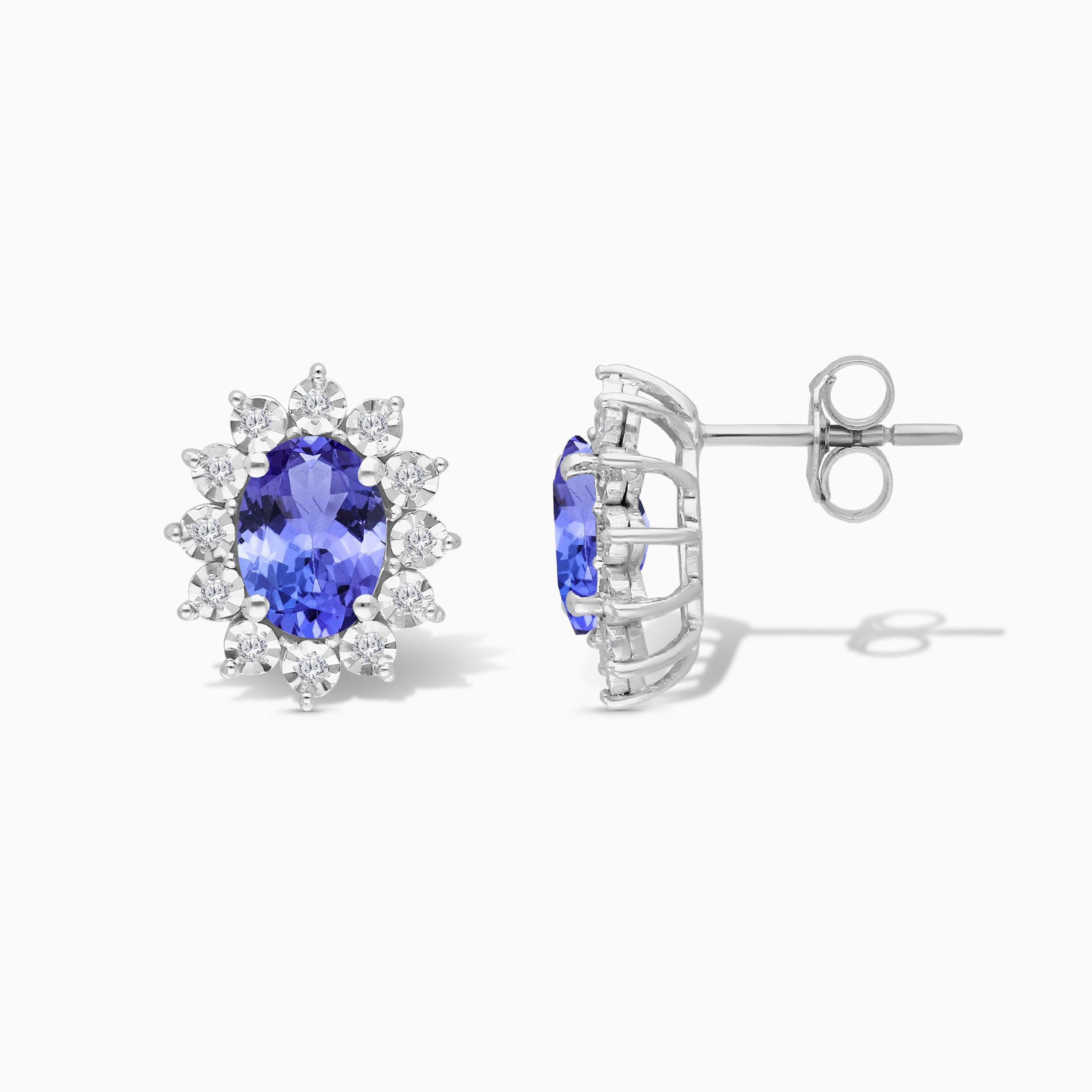 Diamond Burst Tanzanite Studs