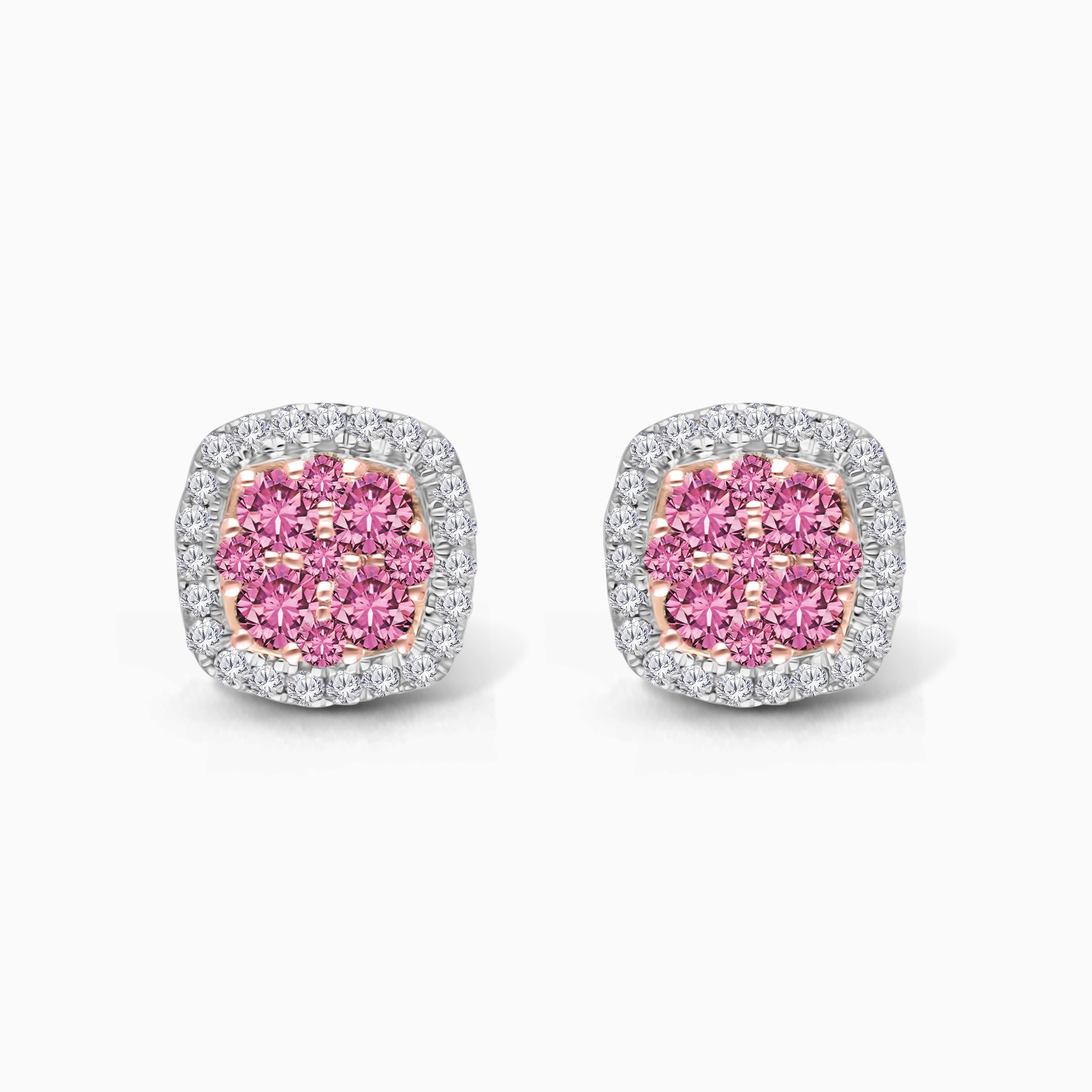 Color Gemstone Mosaic Cushion Cut Studs