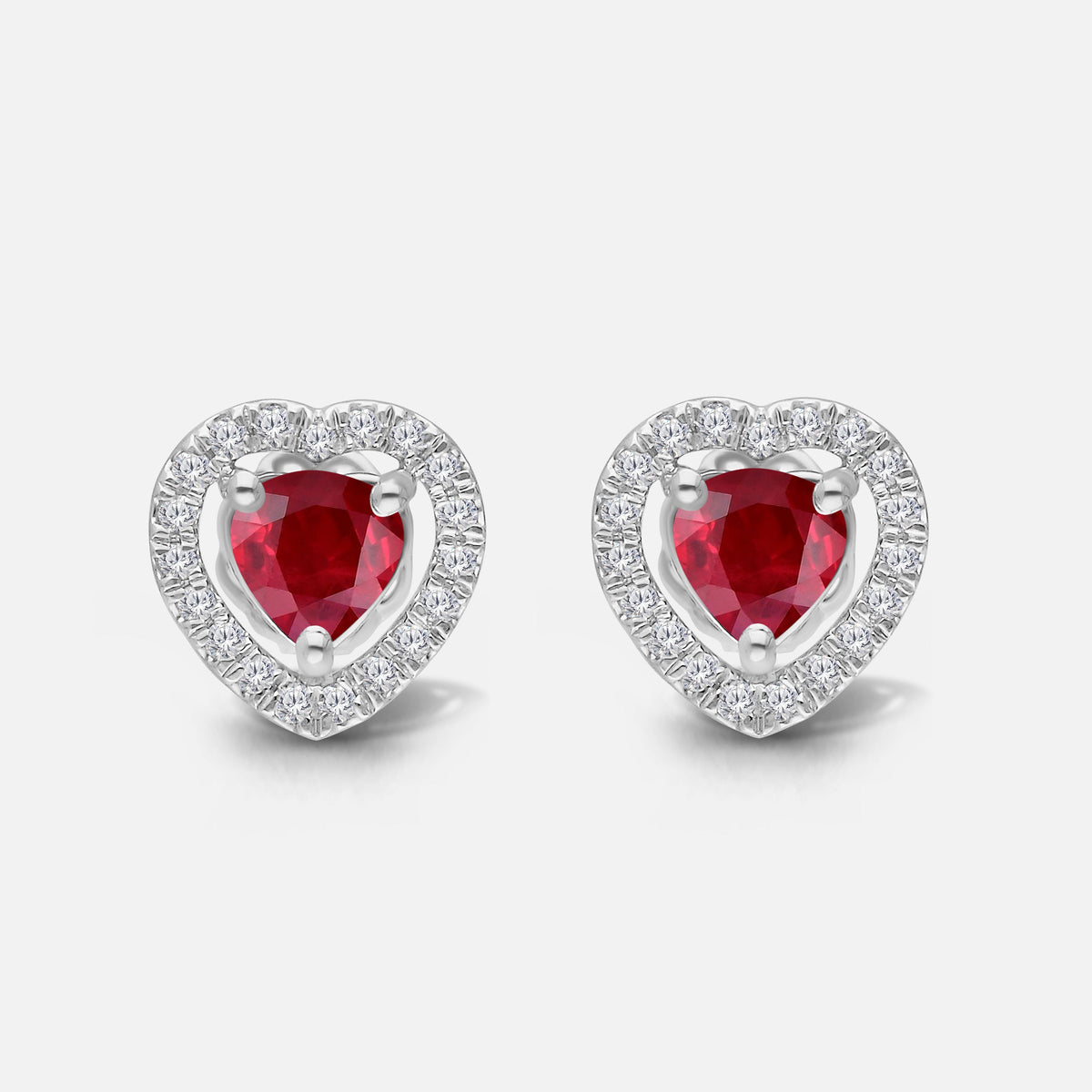 Ruby & Diamond Heart Studs hearts