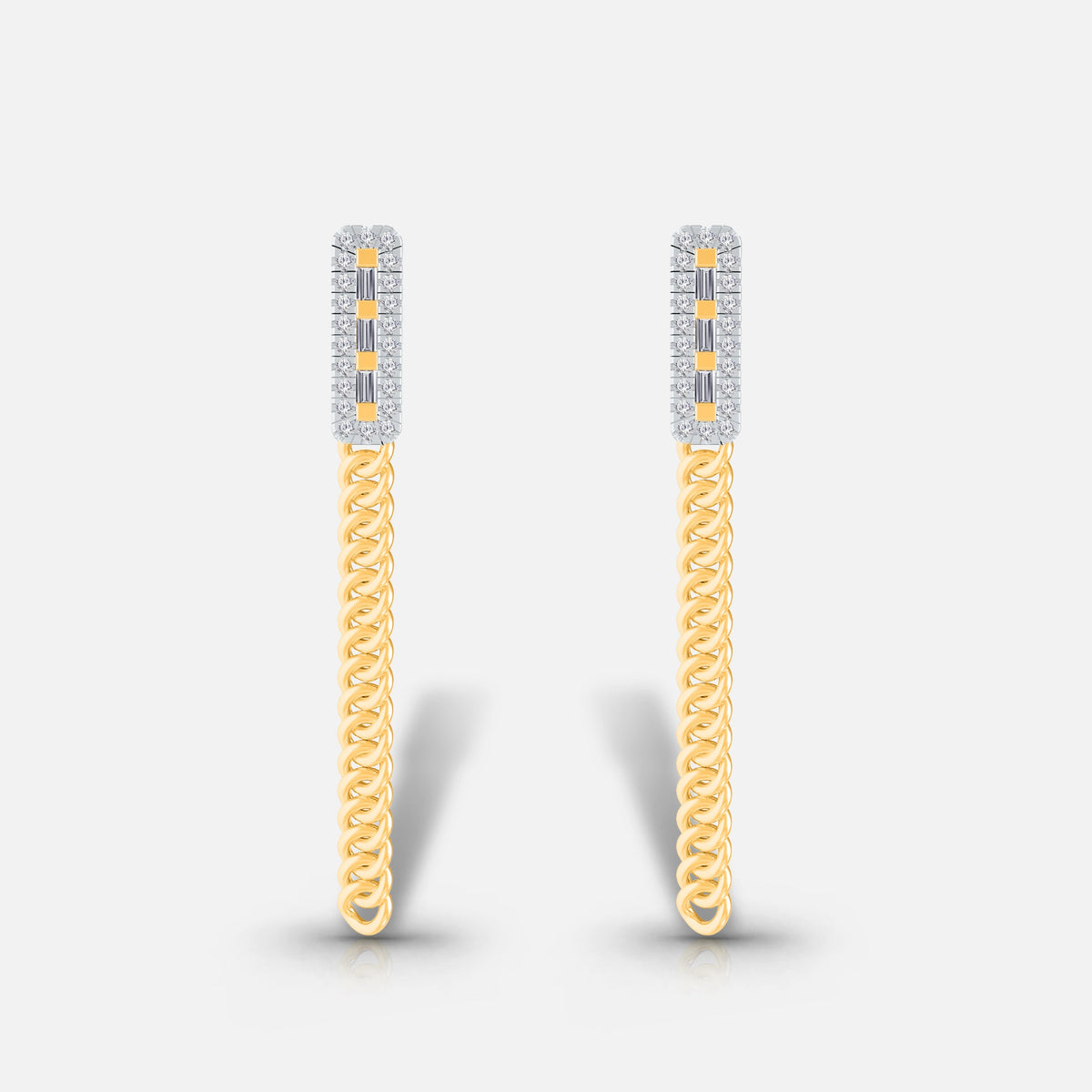 Baguette Diamond Chain Earrings BOLD GOLD