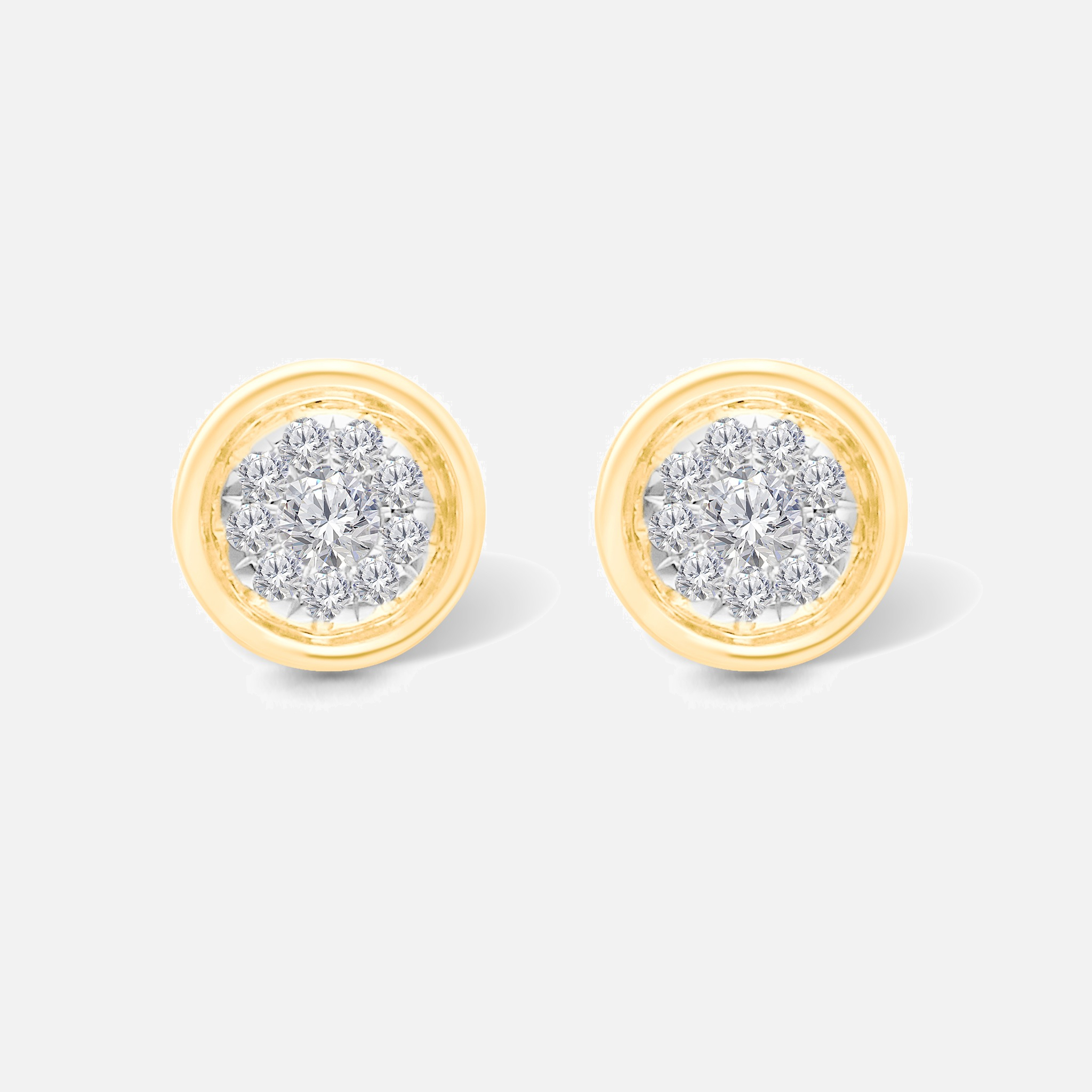 Round Diamond Cluster Studs White Diamond