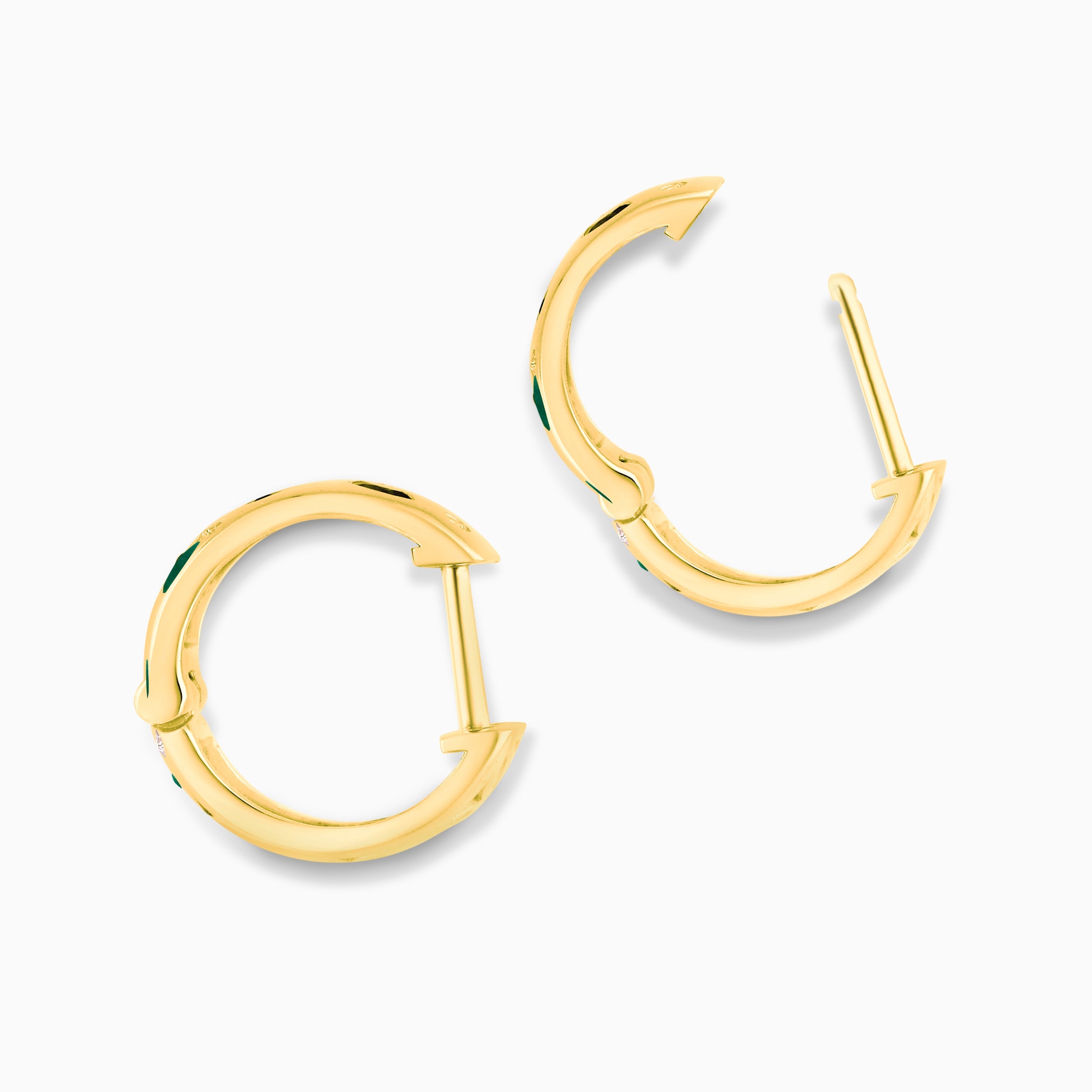 Marquise & Round Emerald and Diamond Huggies