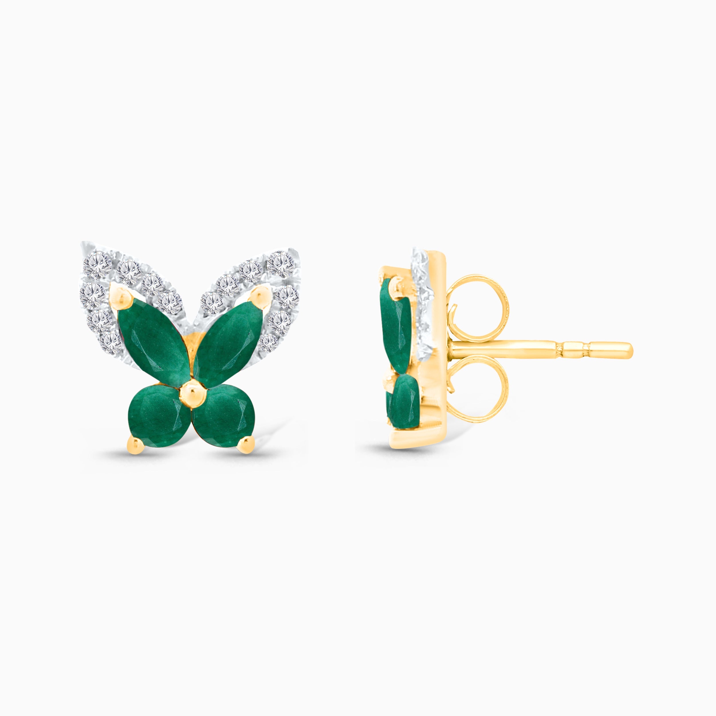 Butterfly Emerald & Diamond Studs