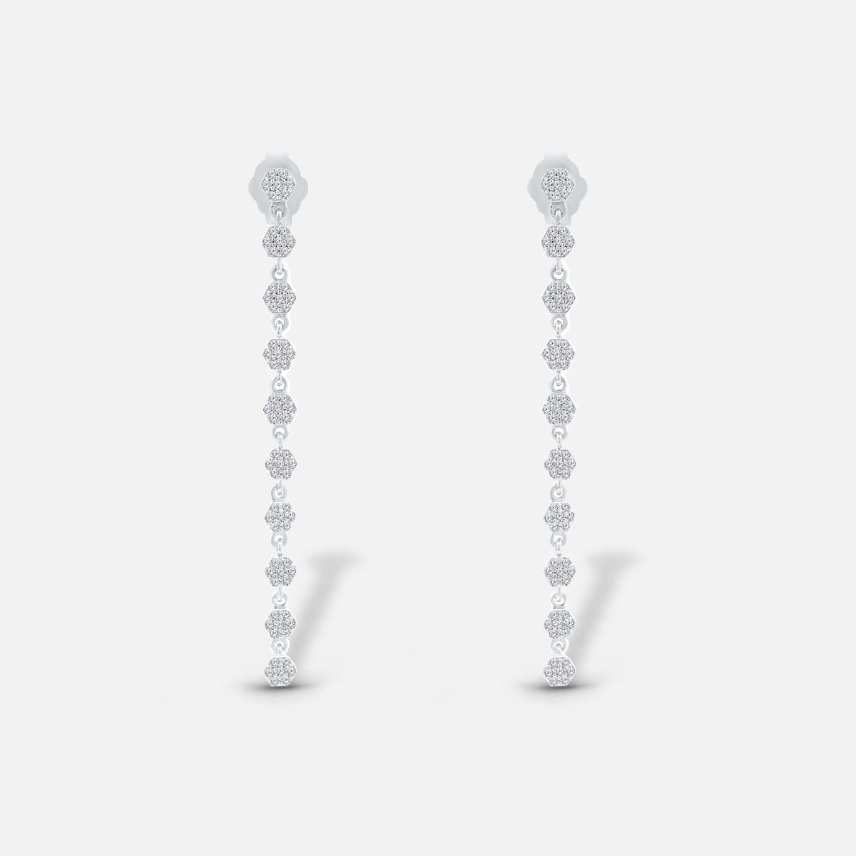 Pave Diamond Tennis Earrings White Diamond