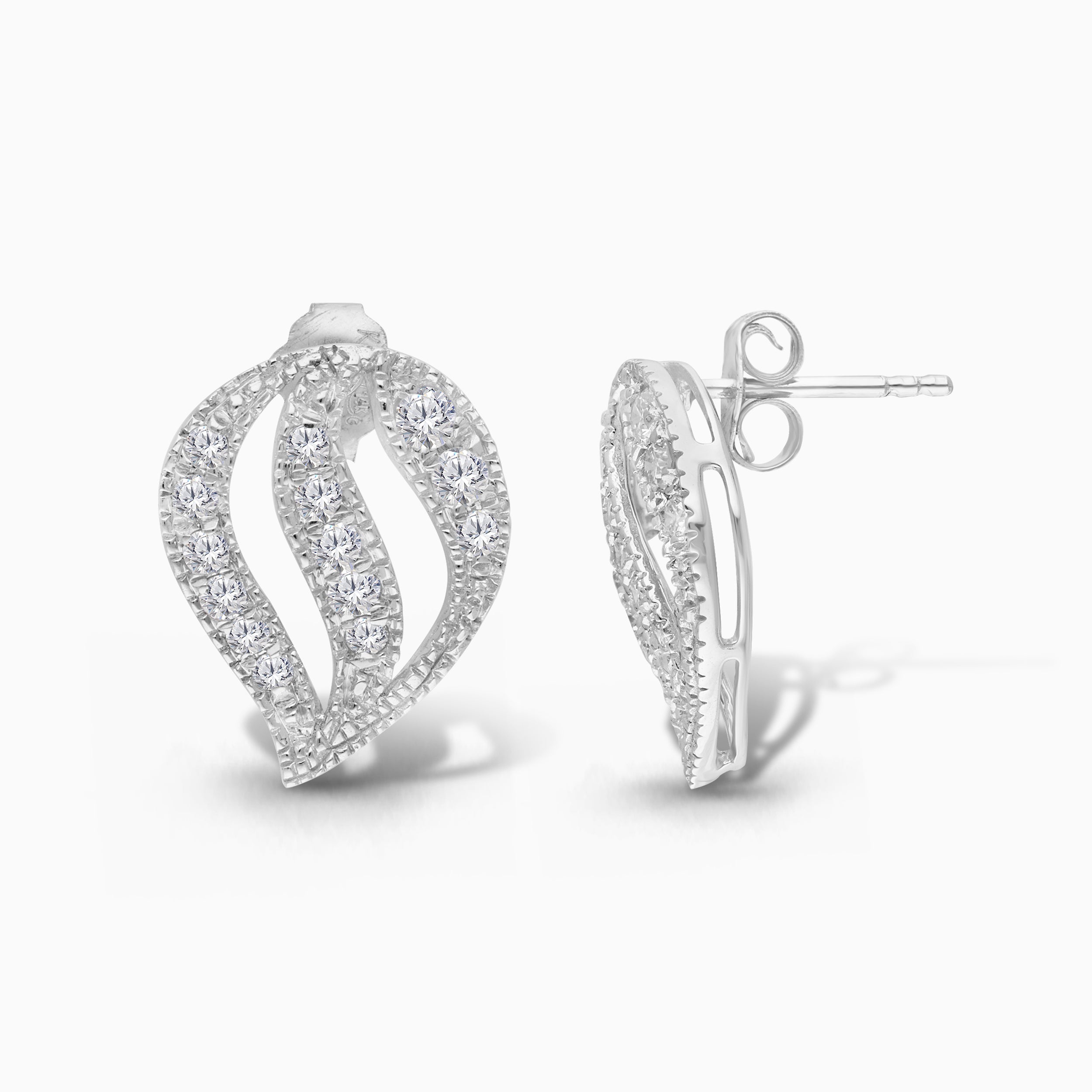 Intertwined Diamond Leaves Studs