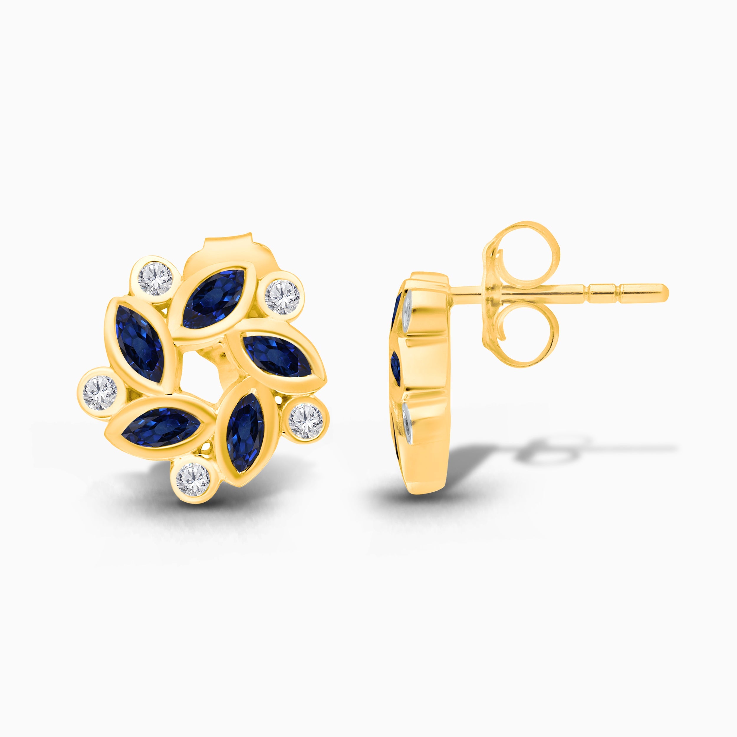 Blue Sapphire Marquise Wreath Studs