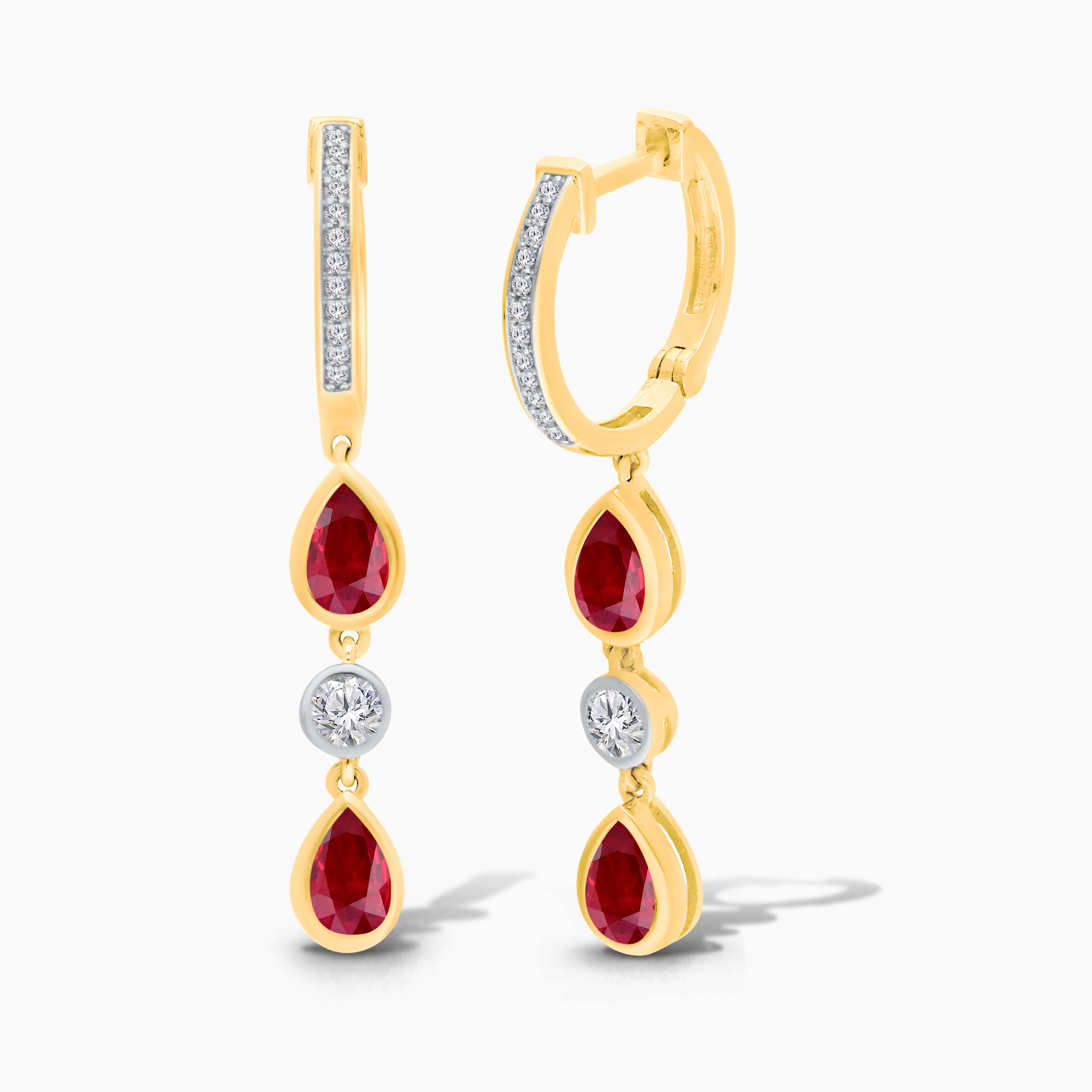 Ruby & Diamond Dangle Huggies