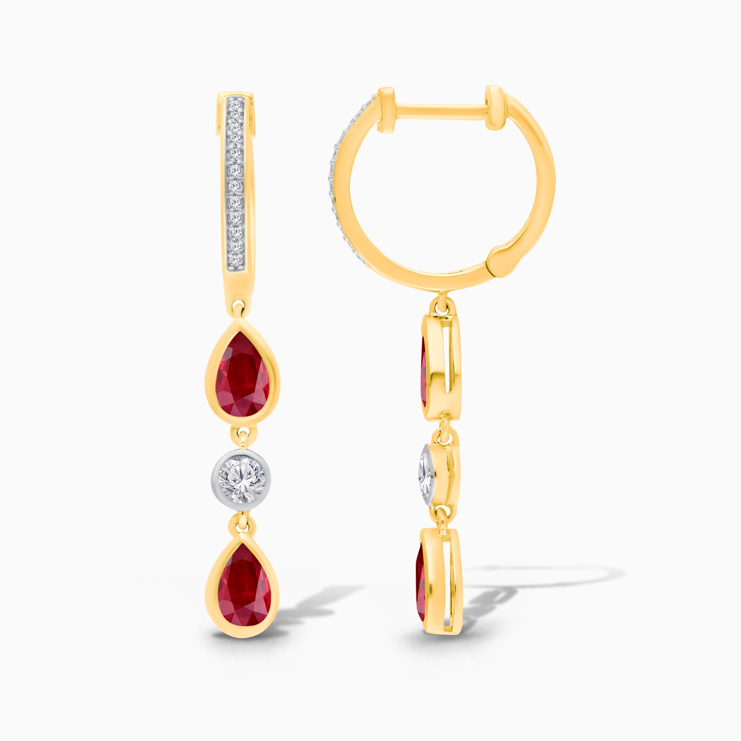 Ruby & Diamond Dangle Huggies