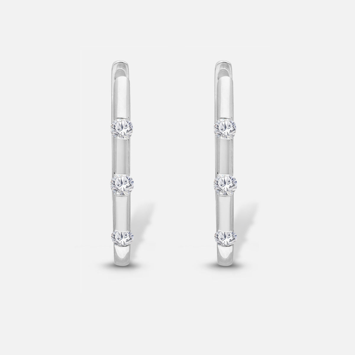 Bubble Diamond Huggies White Diamond
