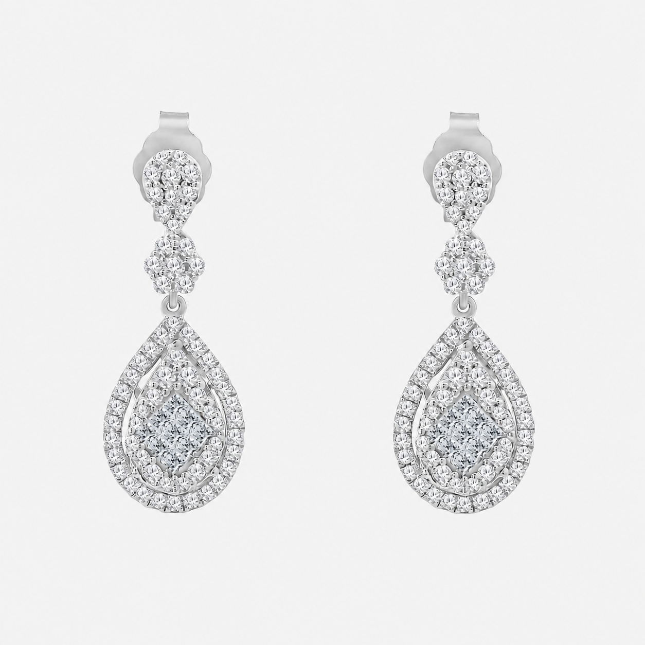 1CT Diamond Pear Princess Earrings LEGENDARY
