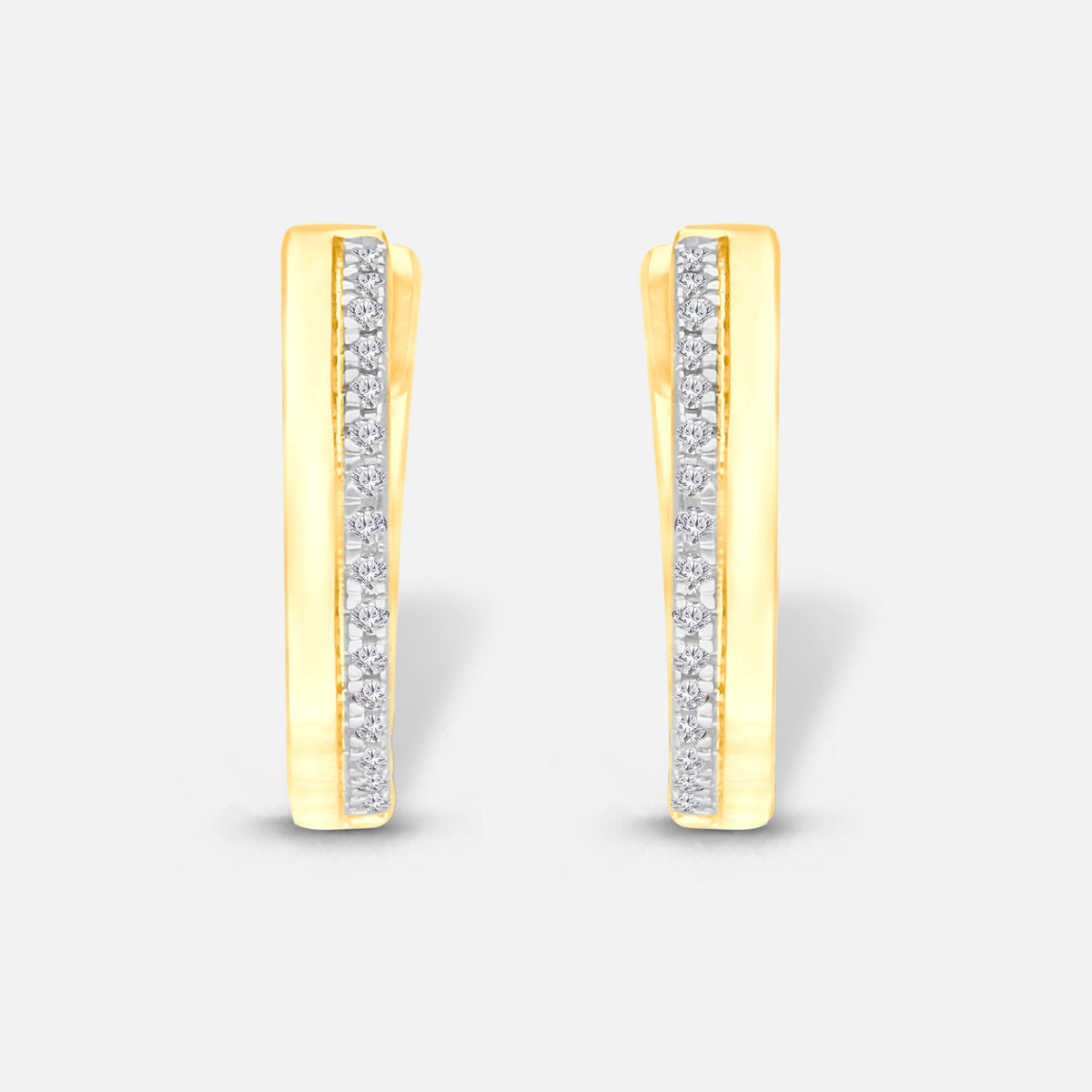 Gold & Diamond Pave Huggies White Diamond