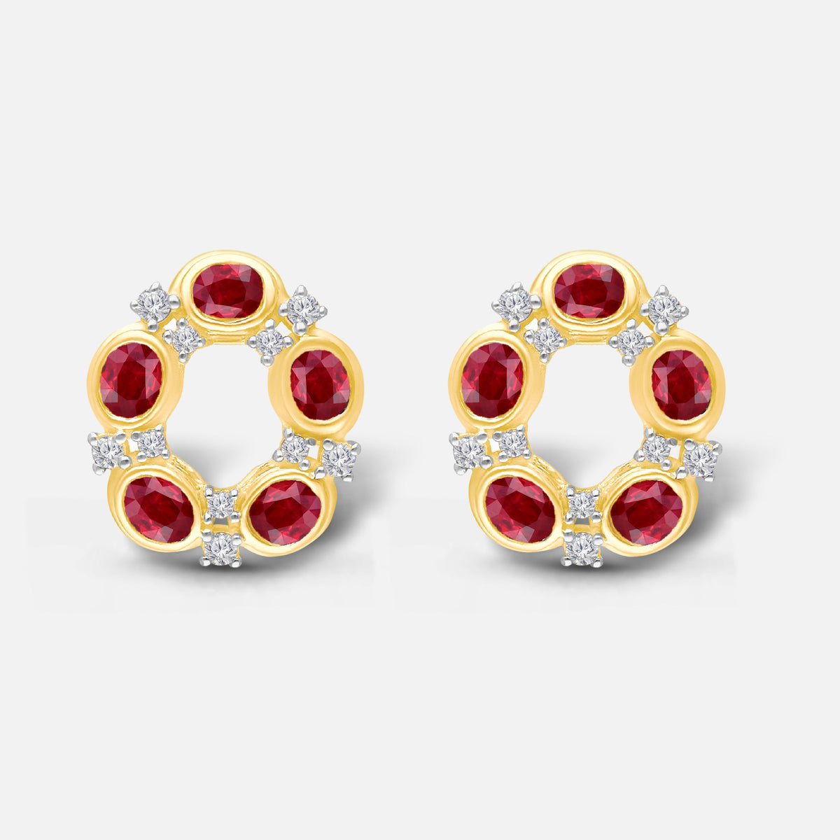 Ruby & Diamond Wreath Studs Ruby
