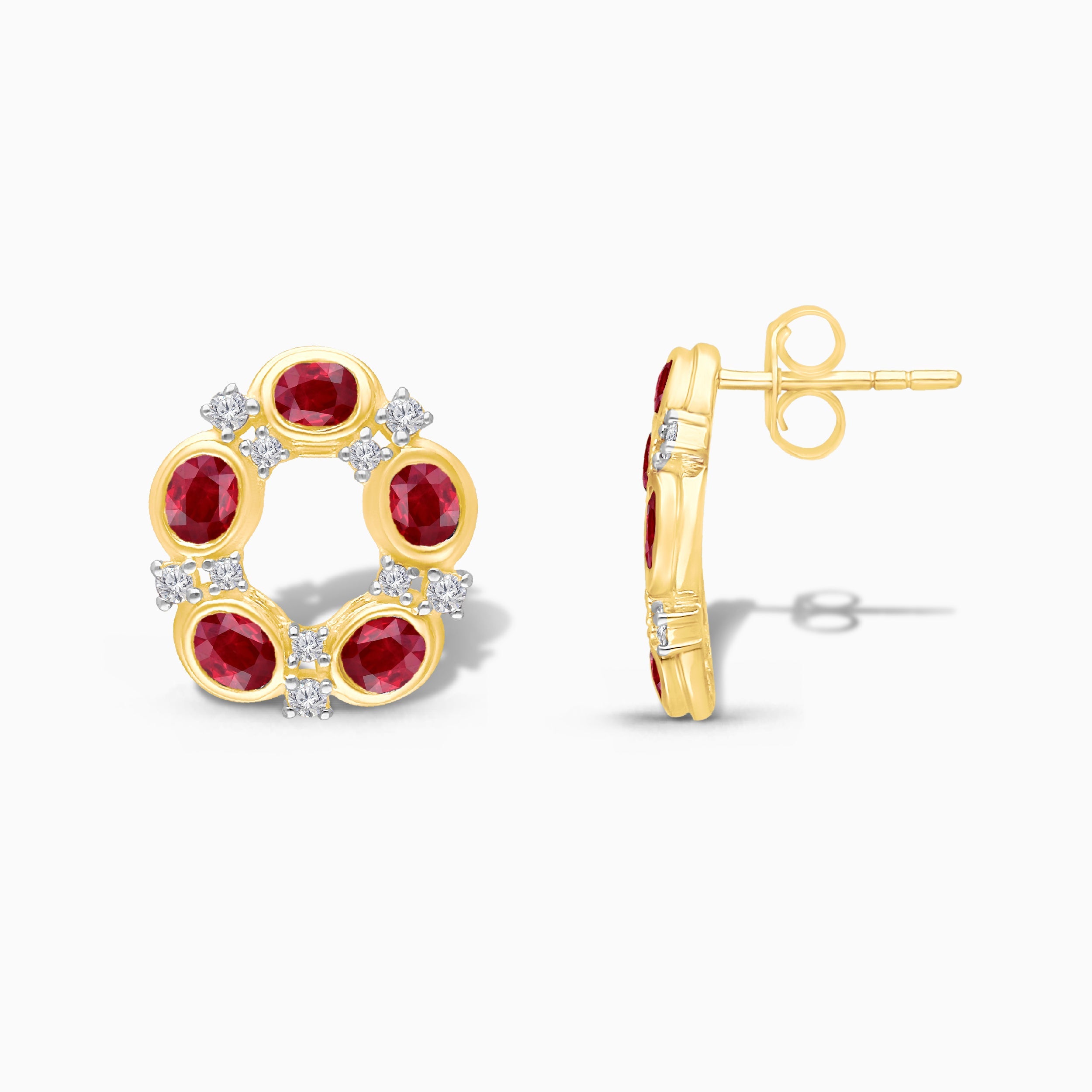 Ruby & Diamond Wreath Studs