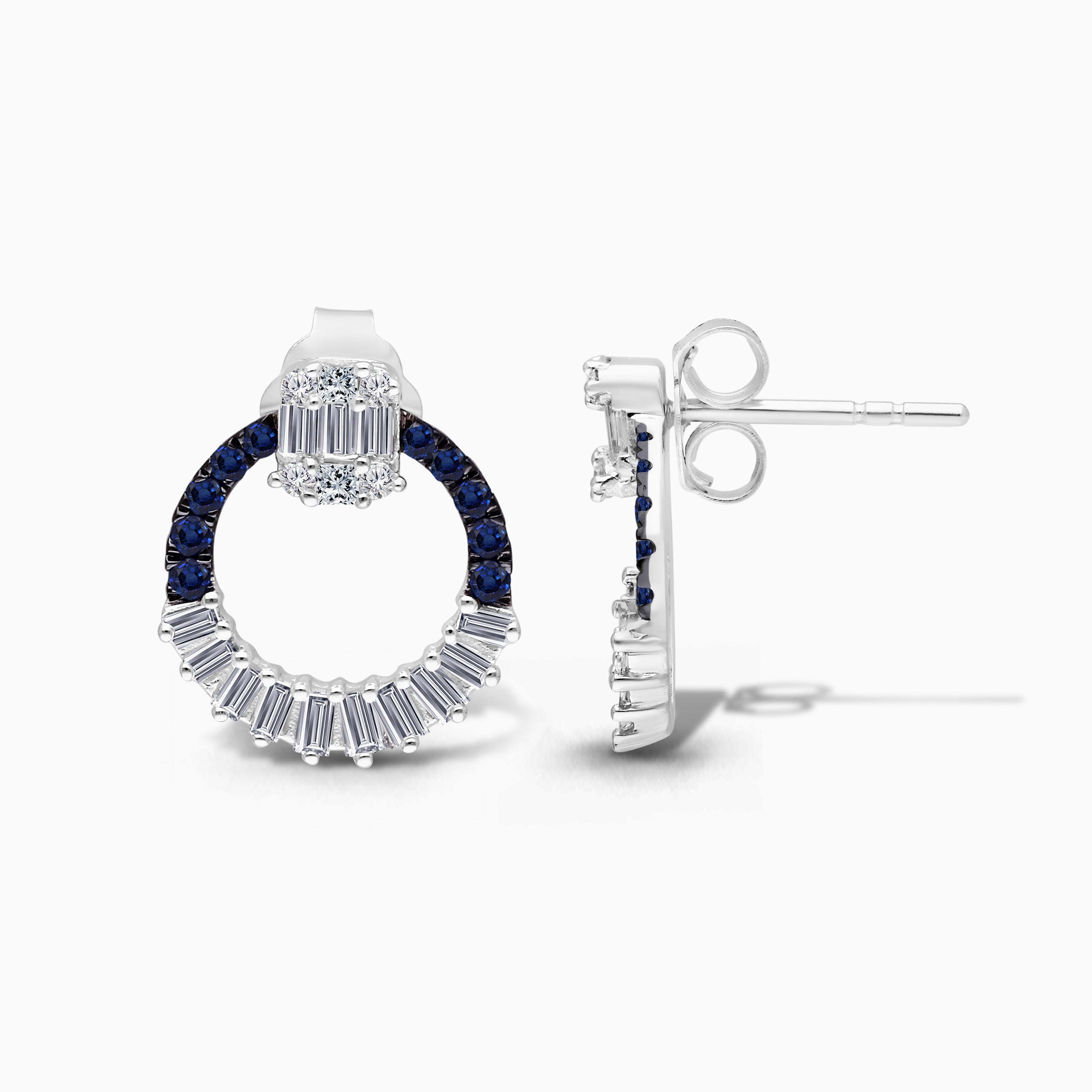 Diamond & Blue Sapphire Door Knocker Earrings