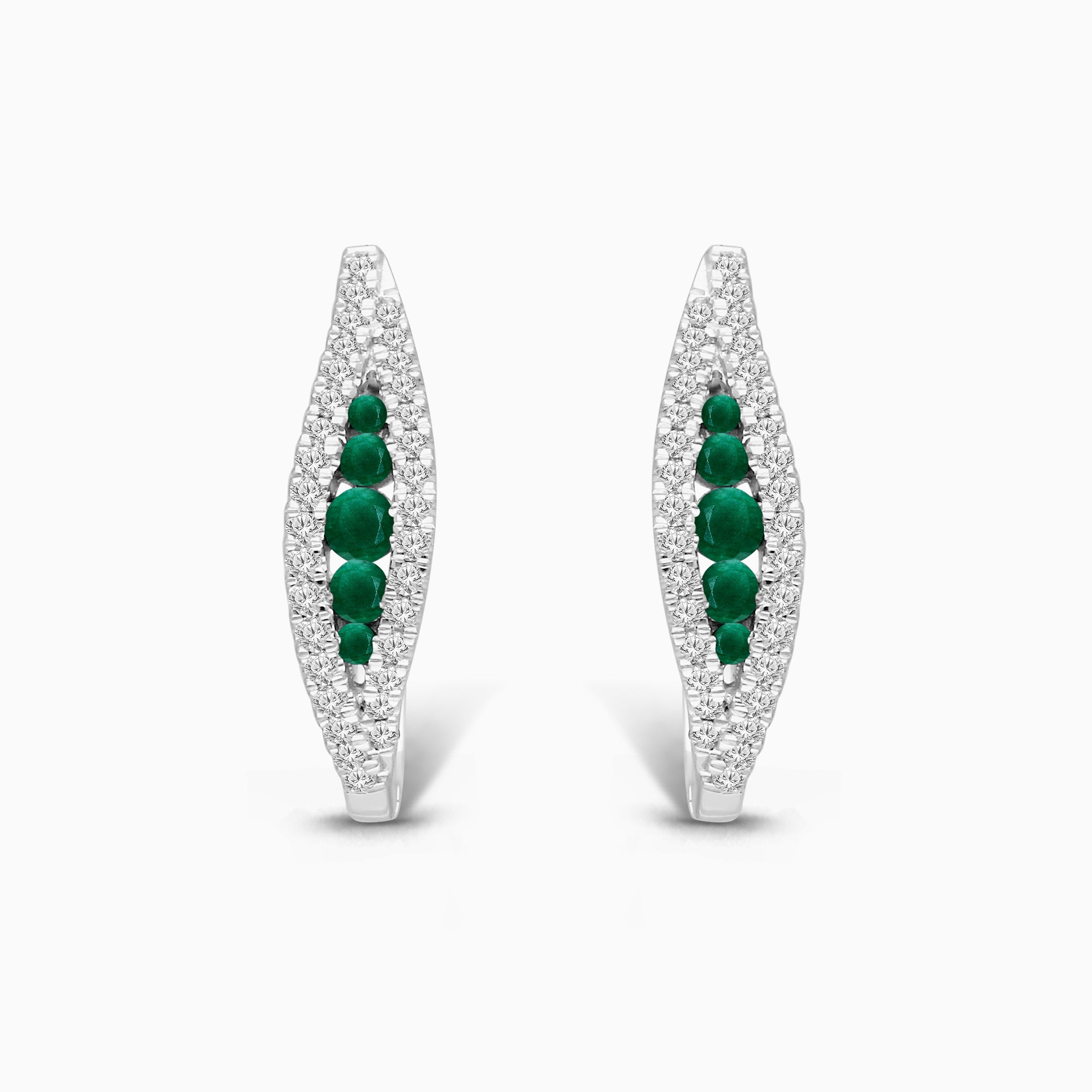 Criss Cross Diamond & Emerald Huggies