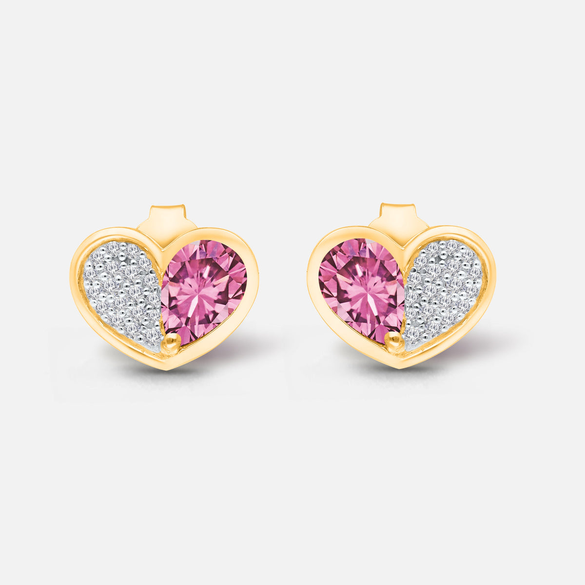 Pink Sapphire & Diamond Heart Studs hearts