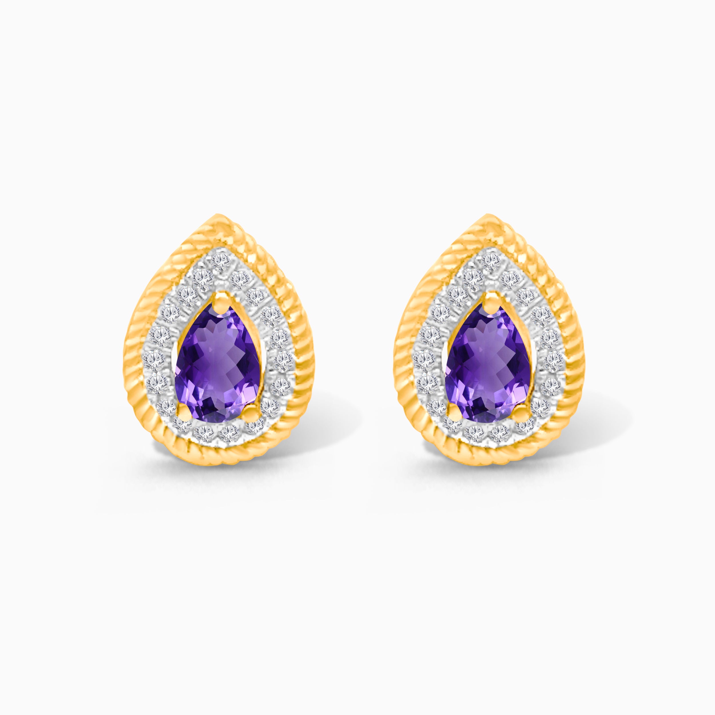 Pears of Diamonds Amethyst Studs